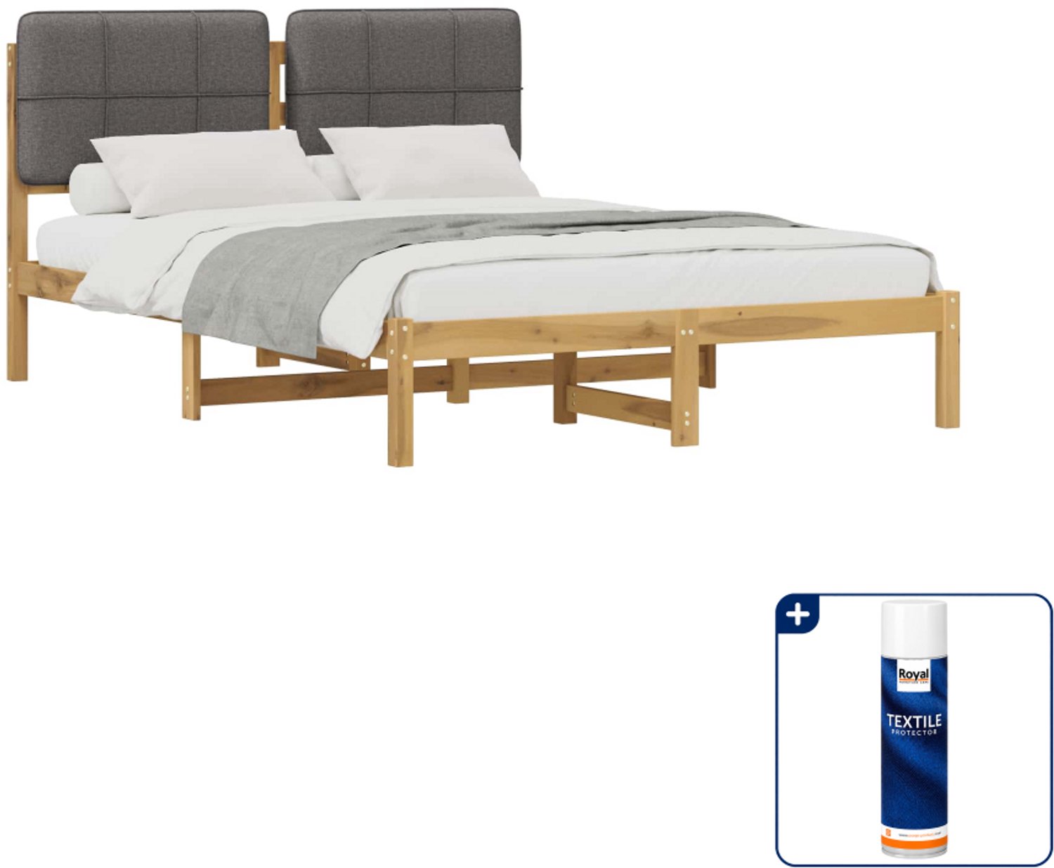 vidaXL Bedframe - Queensize - 160 x 200 cm - lichtgrijs - Inclusief textielbeschermer 500 ml Bruin