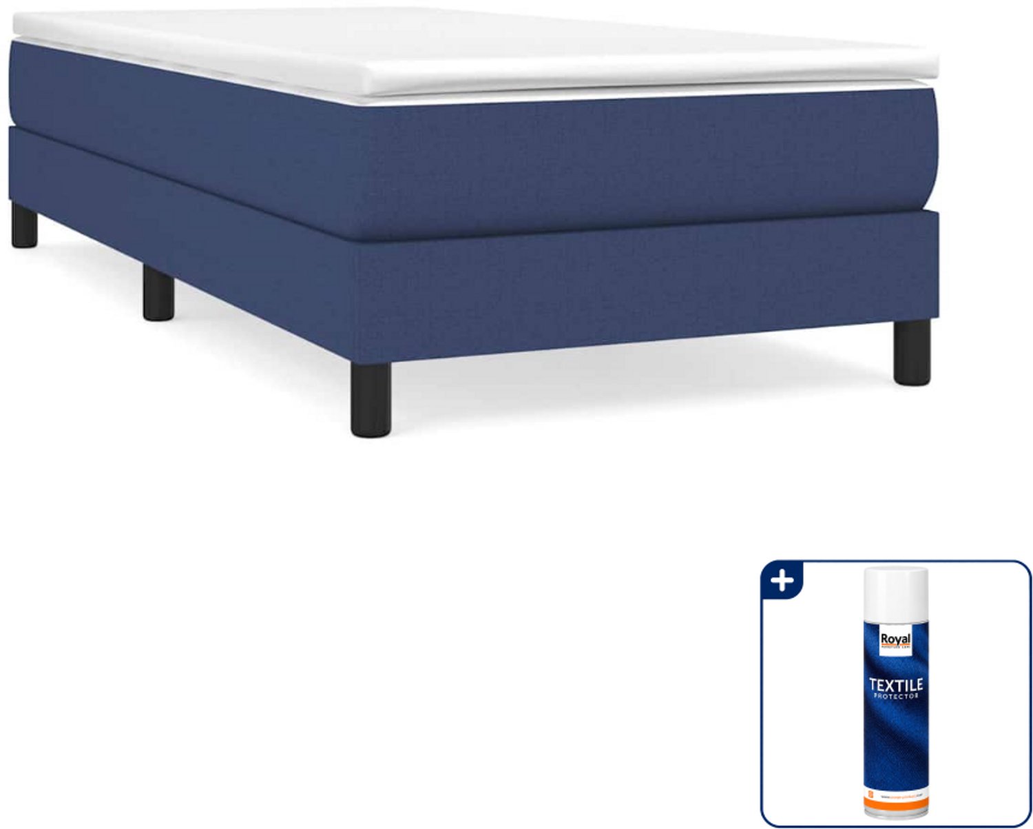 vidaXL boxspring bed - 100 x 200 cm - stof - blauw - Inclusief textielbeschermer 500 ml Bruin