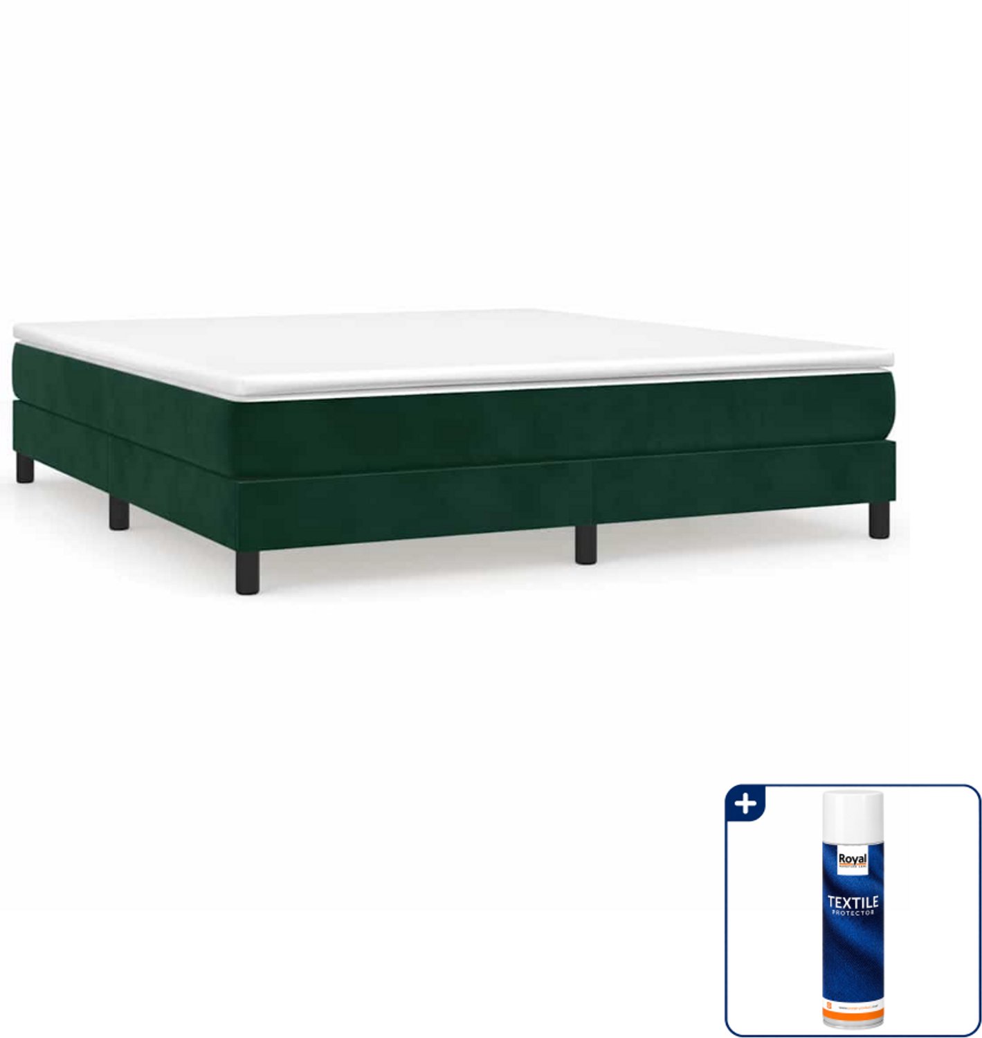 vidaXL boxspring bed - Kingsize - 180 x 200 cm - fluweel - donkergroen - Inclusief textielbeschermer 500 ml Bruin