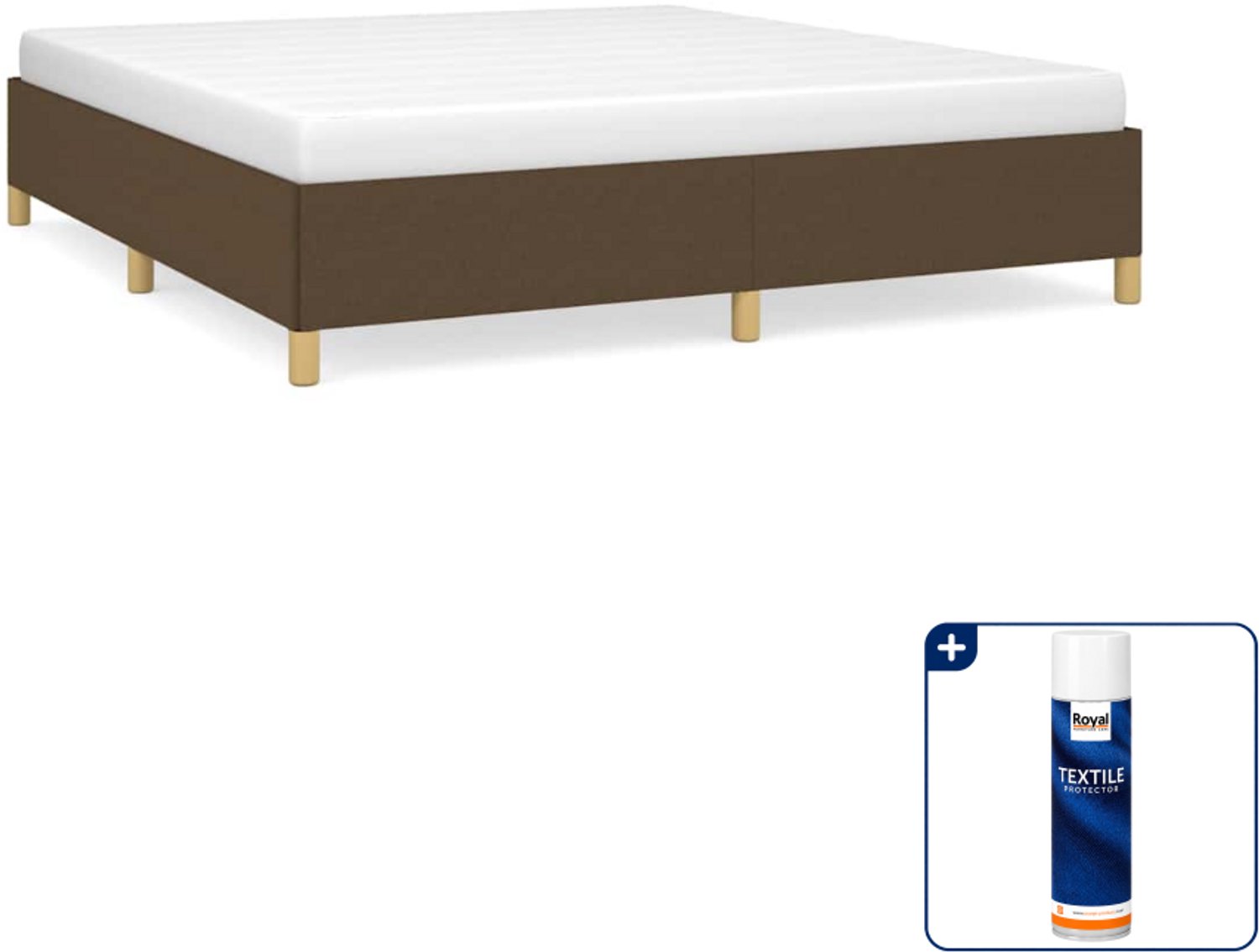 vidaXL Boxspring bed Kingsize - 180 x 200 cm - donkerbruin - Inclusief textielbeschermer 500 ml Grijs