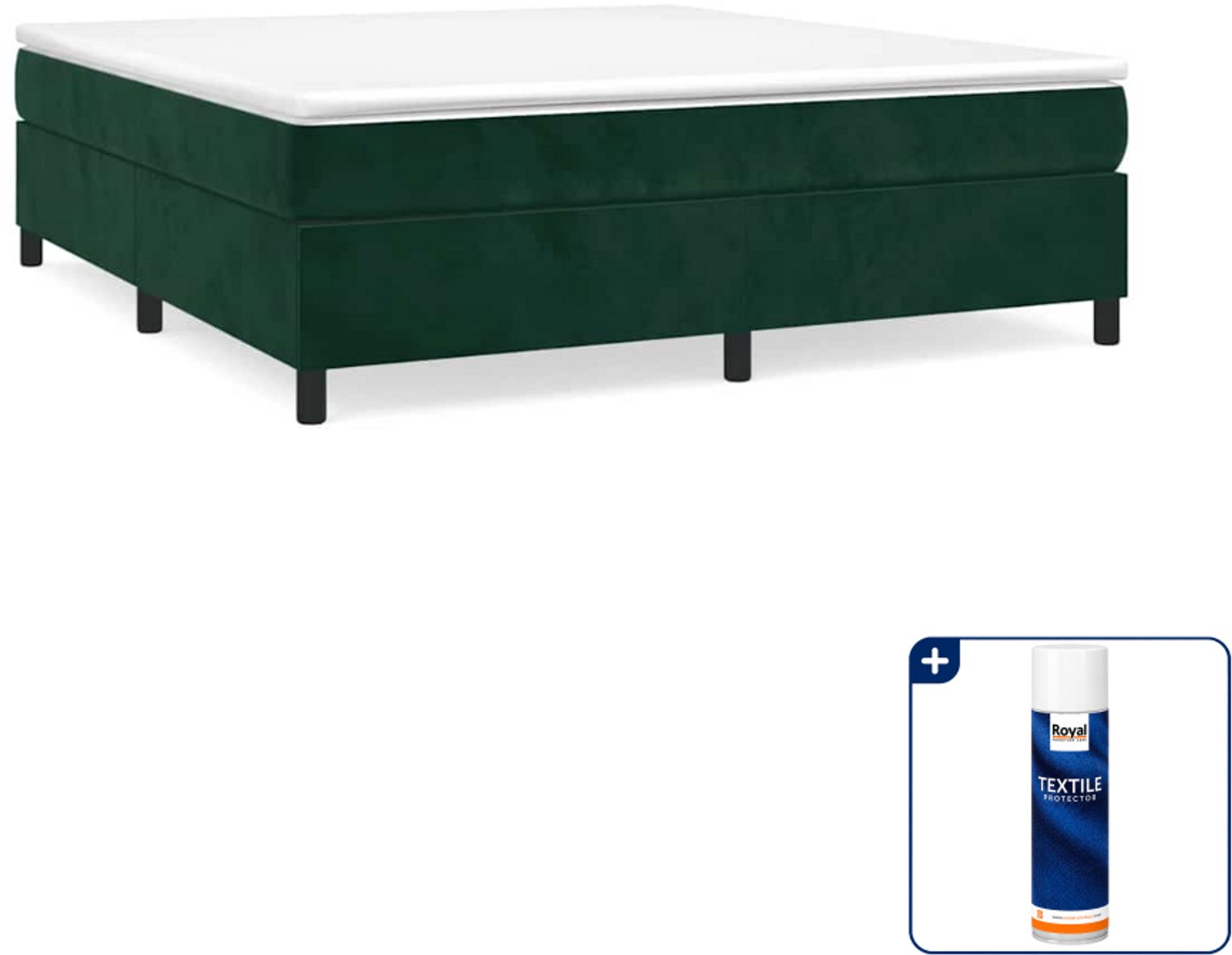 vidaXL Queensize boxspring bed 160 x 200 cm - fluweel - donkergroen - Inclusief textielbeschermer 500 ml Grijs