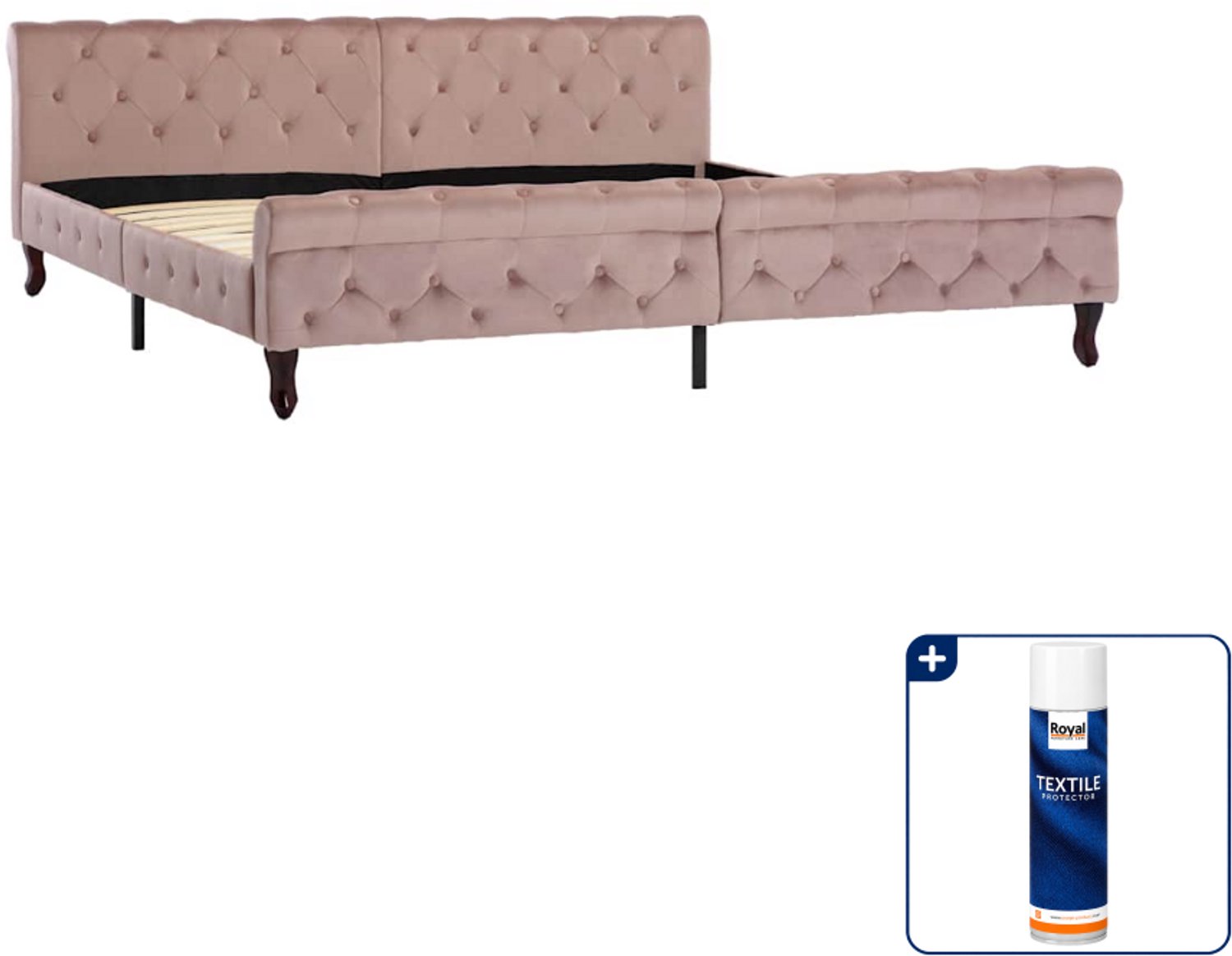 vidaXL bedframe - 200 x 200 cm - fluweel - roze - Inclusief textielbeschermer 500 ml