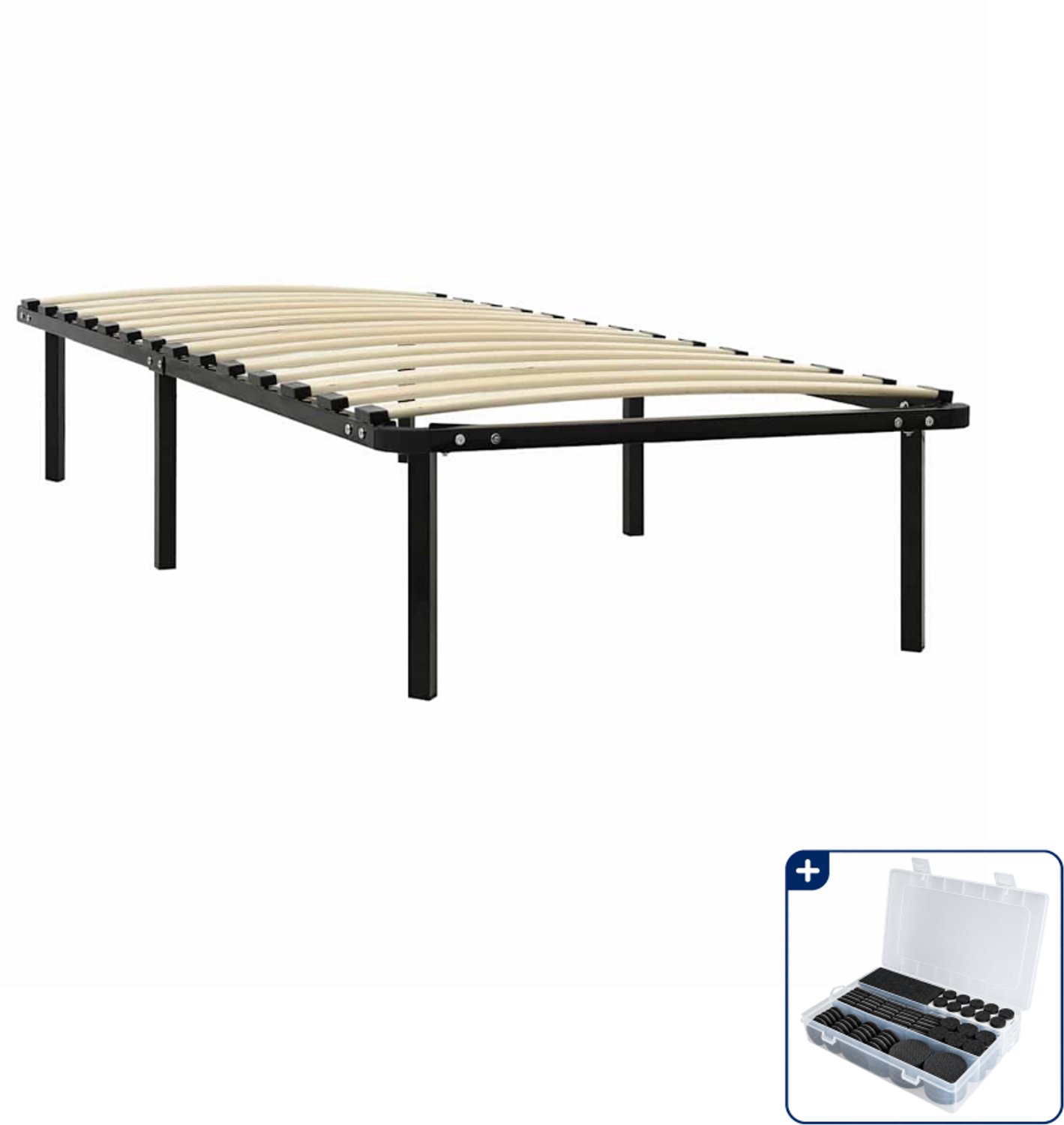 vidaXL bedframe - 100 x 200 cm - metaal - zwart - Inclusief antikrasvilt 177-delig