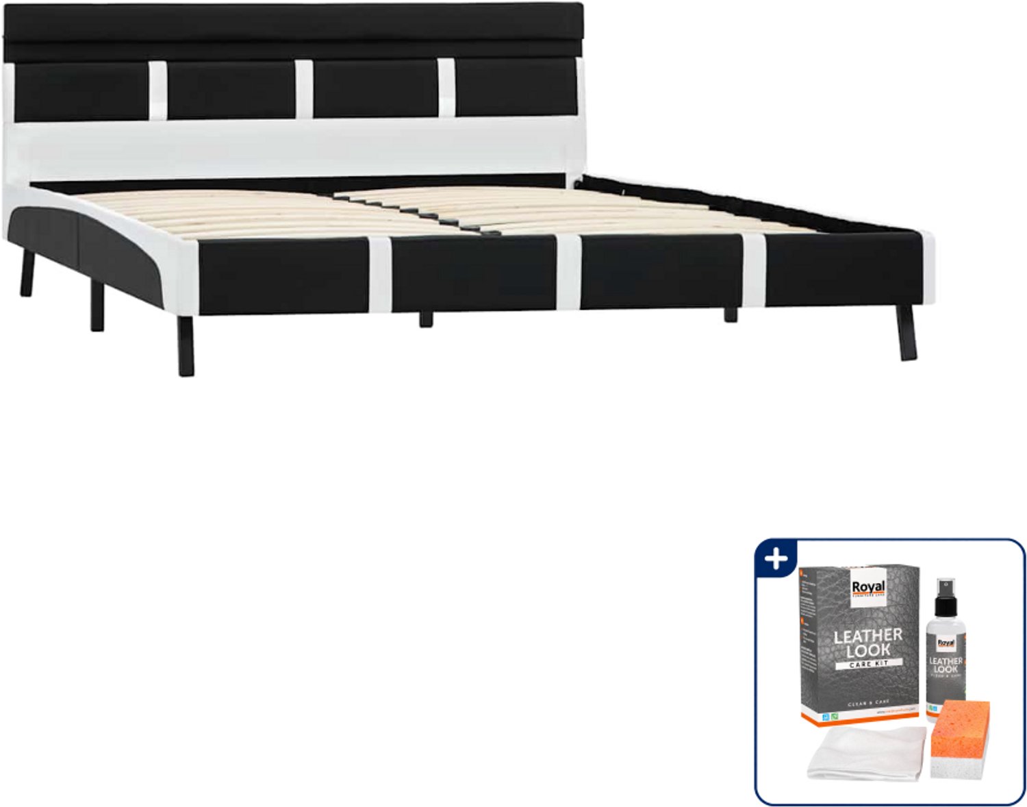 vidaXL bedframe Queensize - 160 x 200 cm - kunstleer - zwart - Inclusief onderhoudsset voor kunstleer 150 ml