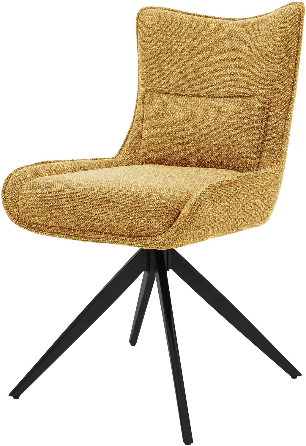 ml-design Eetkamerstoel 360° draaibaar, bekleding van geweven stof, draaistoel met lendenkussen, moderne fauteuil van stevig staal met verstelbare poten voor de keuken en woonkamer tot 120 kg, comfortabele armstoel met een stoffen bekleding, mosterd
