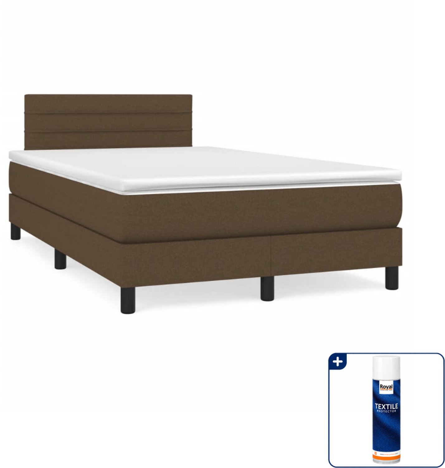 vidaXL boxspring met matras - 120 x 200 cm - donkerbruin - Inclusief textielbeschermer 500 ml