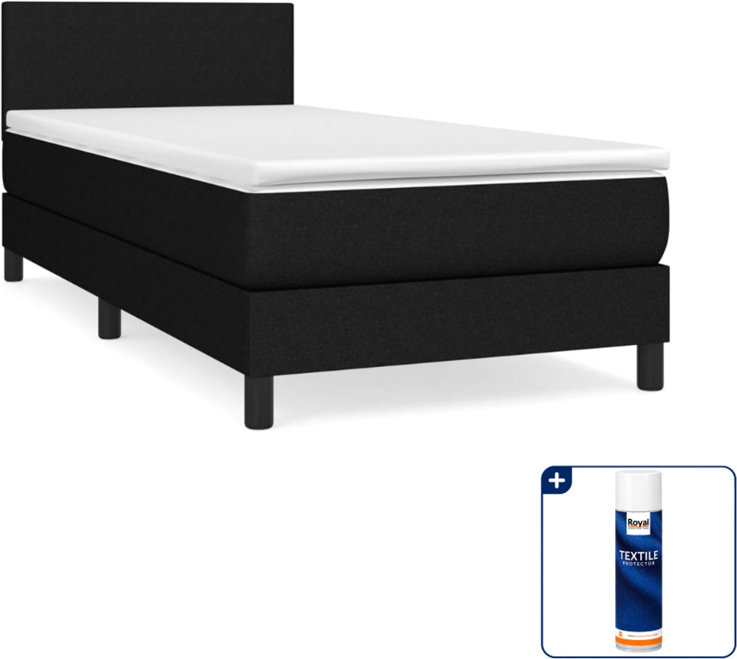 vidaXL boxspring met matras 80 x 200 cm - stof - zwart - Inclusief textielbeschermer 500 ml