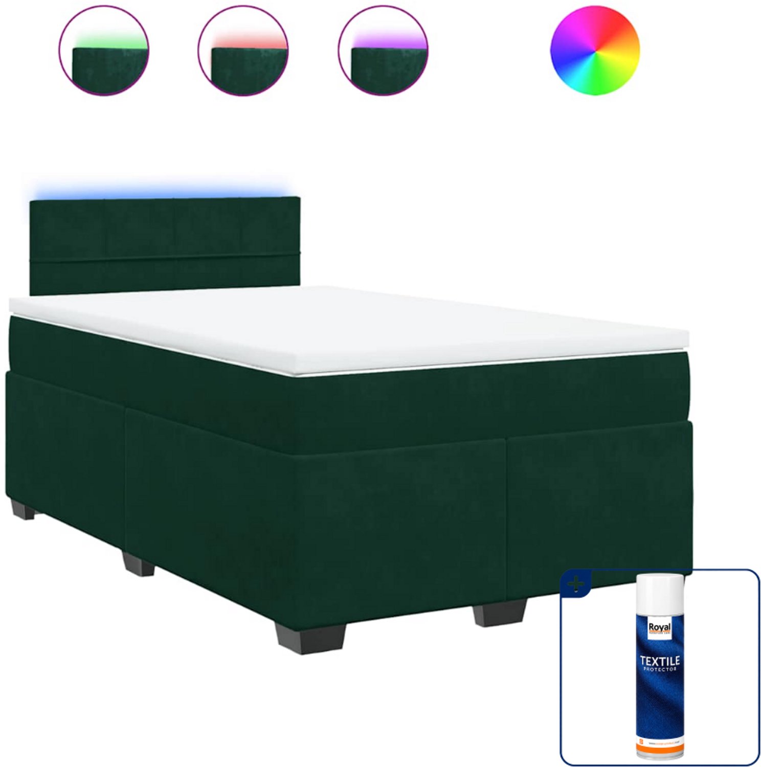 vidaXL boxspring met matras 120 x 200 cm - donkergroen - Inclusief textielbeschermer 500 ml