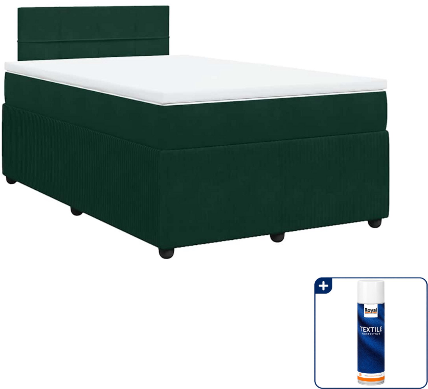 vidaXL boxspring met matras 120 x 200 cm - fluweel - donkergroen - Inclusief textielbeschermer 500 ml