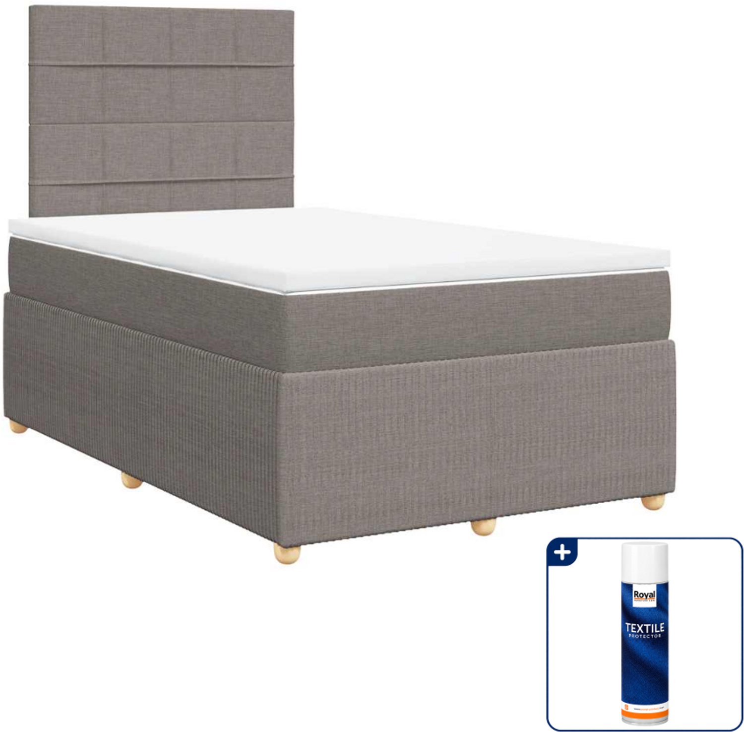 vidaXL boxspring - 120 x 200 cm - stof - taupe - Inclusief textielbeschermer 500 ml