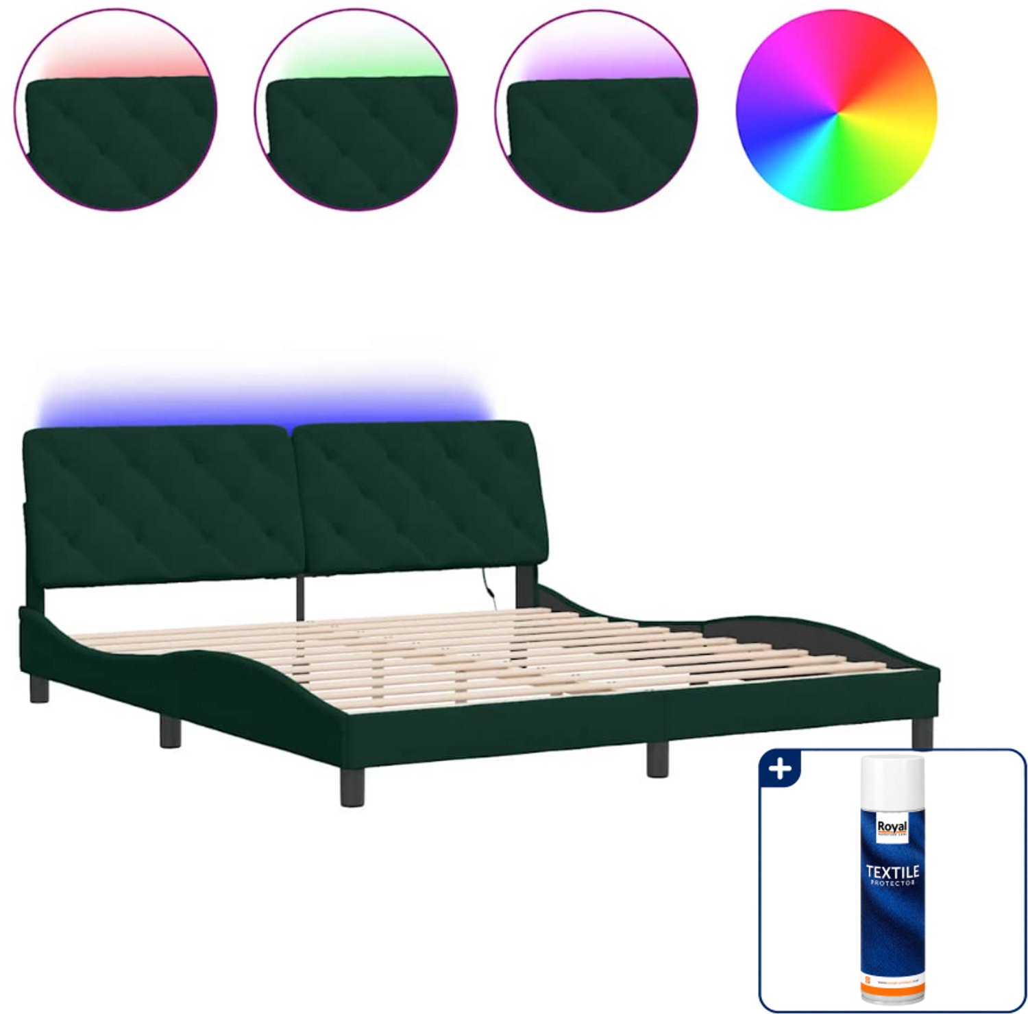 vidaXL bedframe - Kingsize - 180 x 200 cm - fluweel - donkergroen - Inclusief textielbeschermer 500 ml