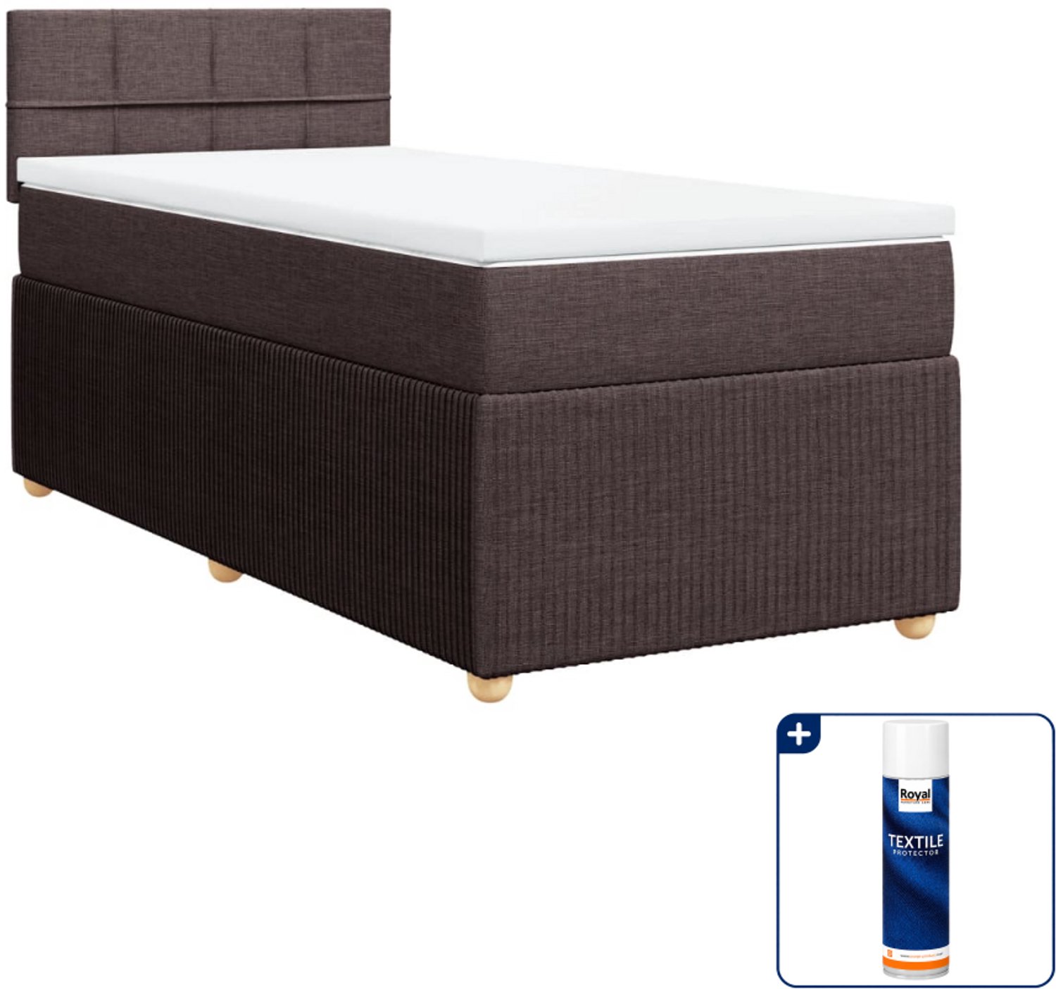 vidaXL boxspring met matras 80 x 200 cm - donkerbruin - Inclusief textielbeschermer 500 ml