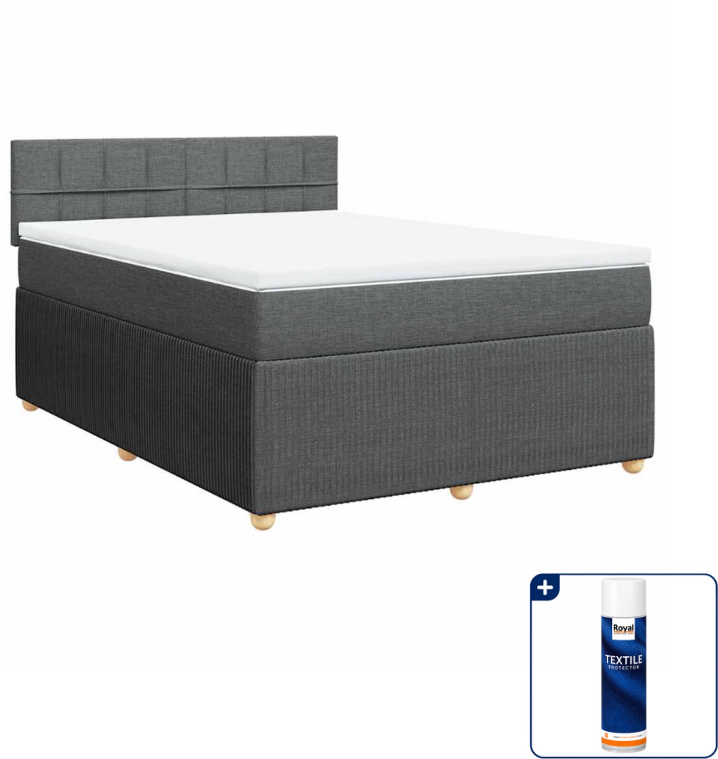vidaXL Queensize boxspring met matras - 160 x 200 cm - donkergrijs - Inclusief textielbeschermer 500 ml