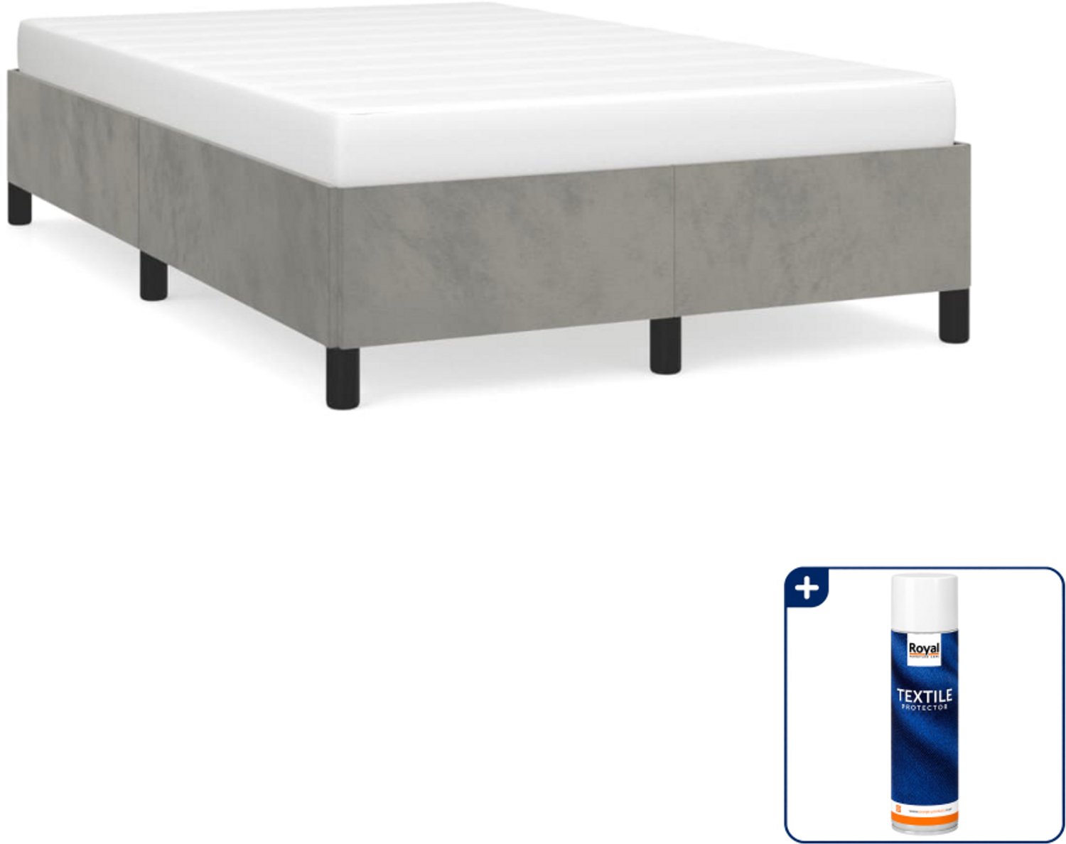 vidaXL bedframe 120 x 190 cm - fluweel - lichtgrijs - Inclusief textielbeschermer 500 ml