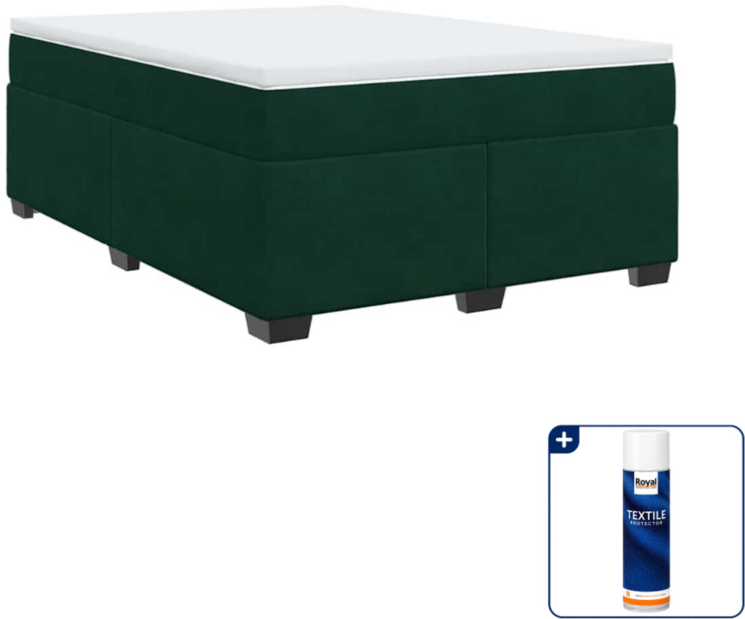 vidaXL boxspring met matras - Small double - 140 x 200 cm - donkergroen - Inclusief textielbeschermer 500 ml