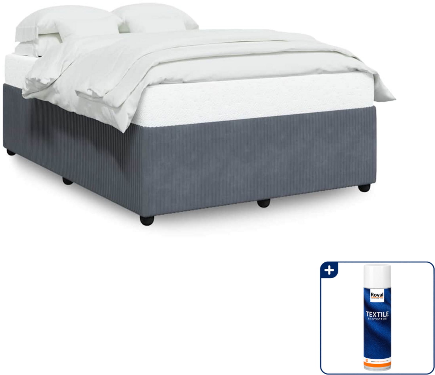 vidaXL Queensize bedframe 160 x 200 cm - fluweel - donkergrijs - Inclusief textielbeschermer 500 ml