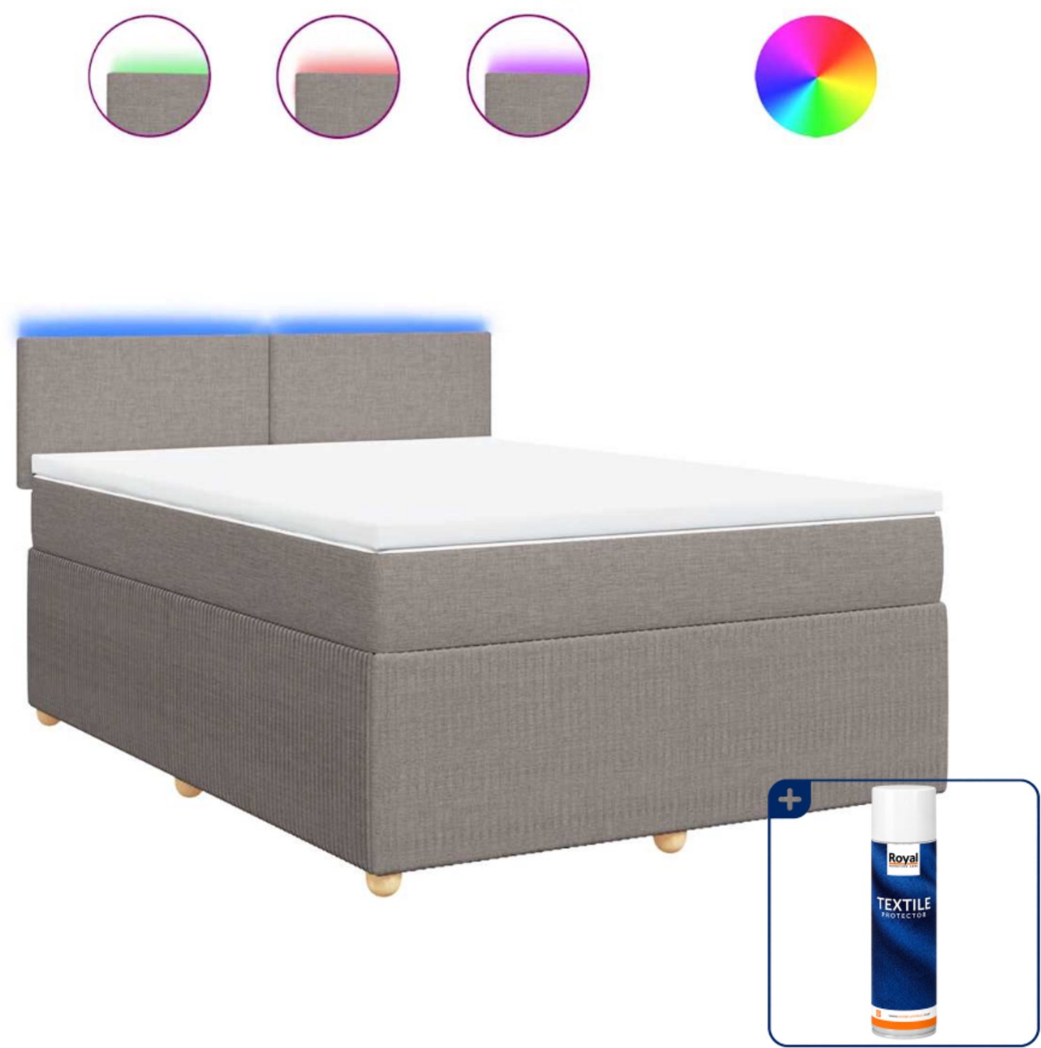 vidaXL boxspring Small double - 140 x 200 cm - stof - taupe - Inclusief textielbeschermer 500 ml