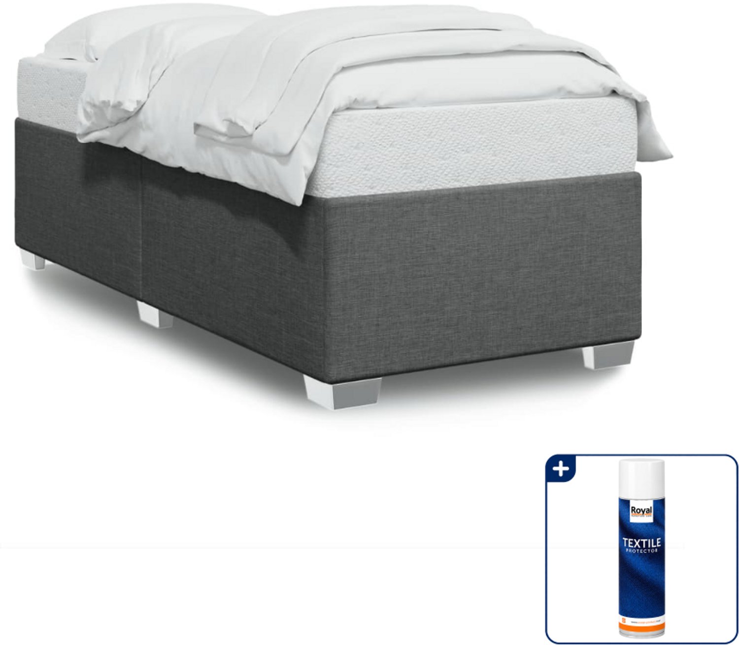 vidaXL bedframe - 90 x 190 cm - stof - donkergrijs - Inclusief textielbeschermer 500 ml