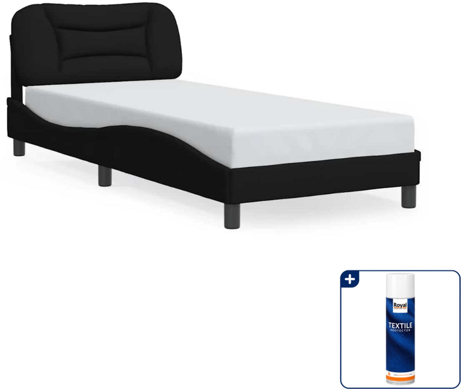 vidaXL bedframe Hvar 80 x 200 cm - zwart - Inclusief textielbeschermer 500 ml