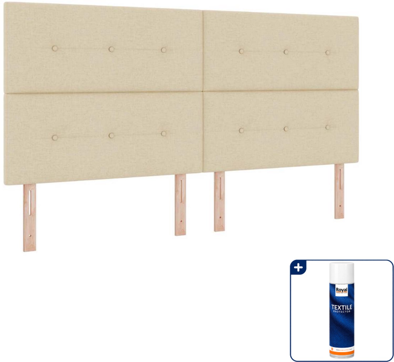 vidaXL led boxspring - 200 x 200 cm - crème - Inclusief textielbeschermer 500 ml