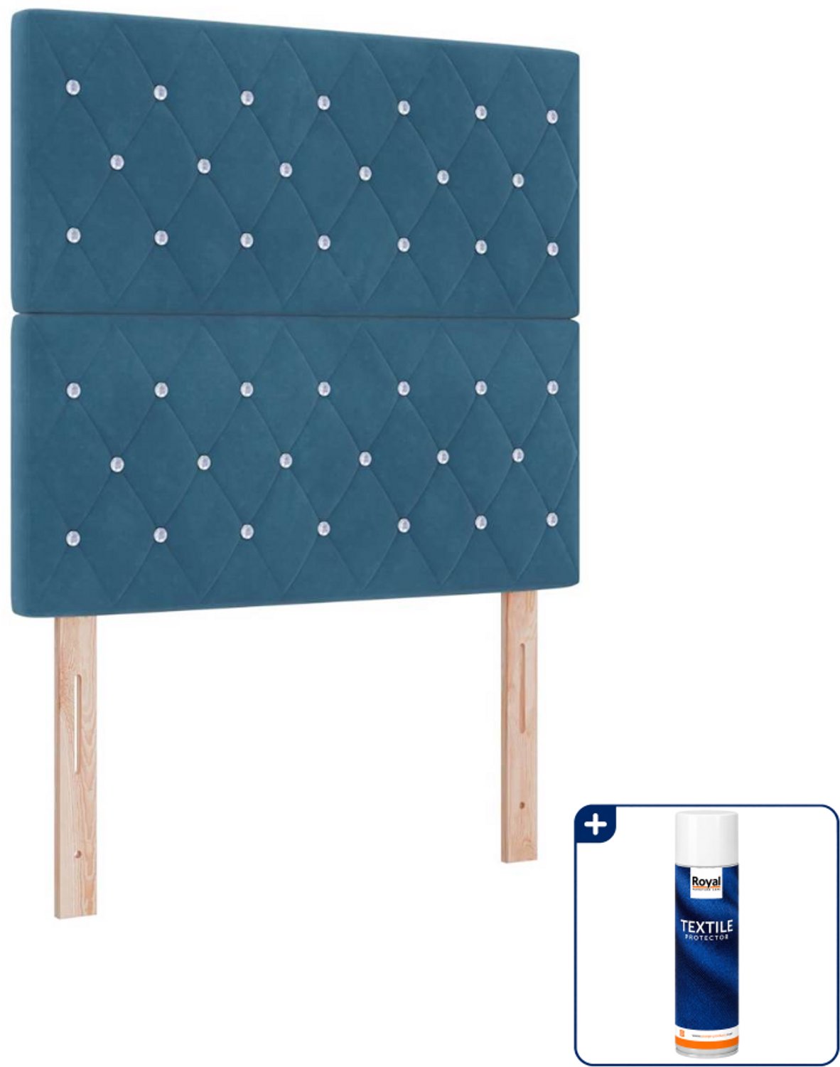 vidaXL boxspring - 120 x 190 cm - fluweel - donkerblauw - Inclusief textielbeschermer 500 ml