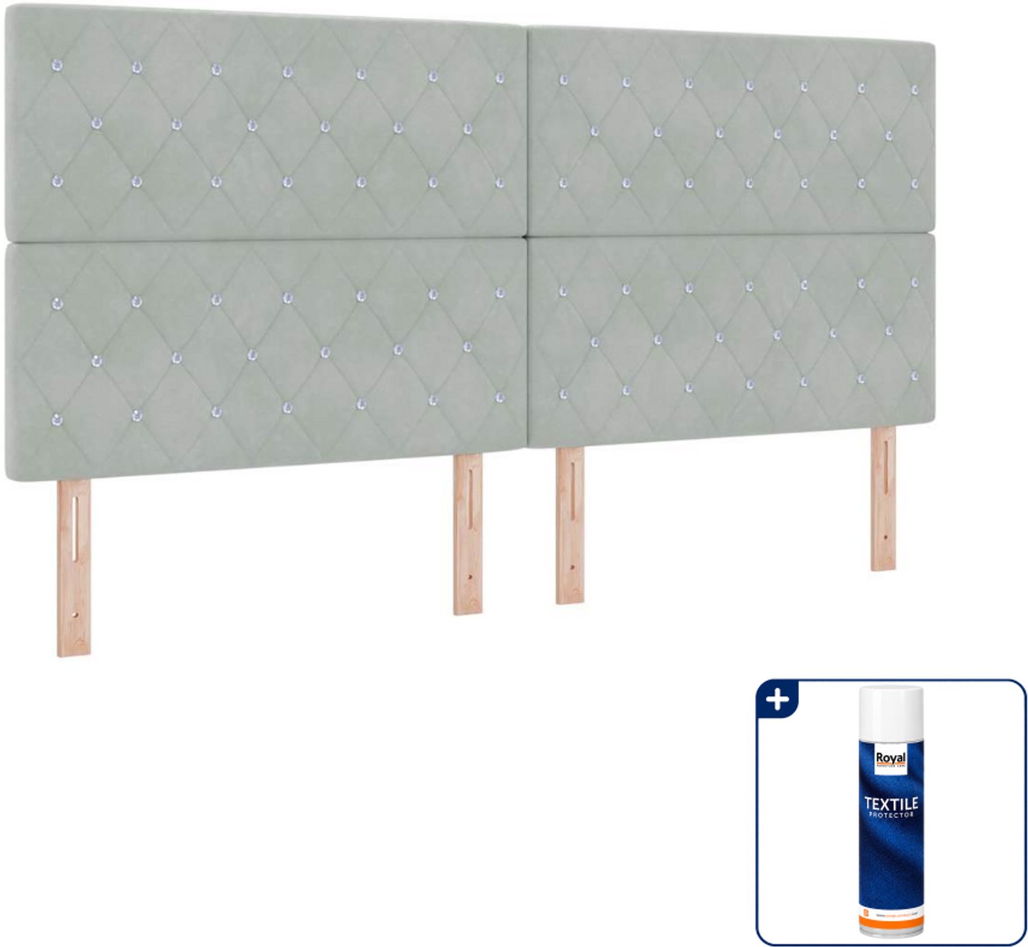 vidaXL led boxspring - super kingsize - 200 x 200 cm - lichtgrijs - Inclusief textielbeschermer 500 ml