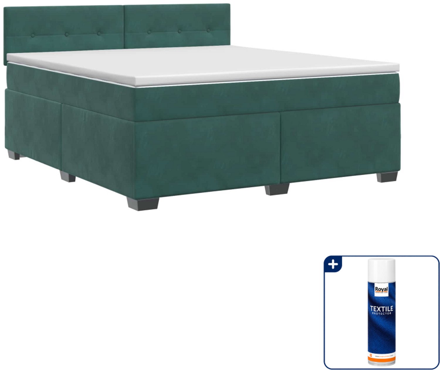 vidaXL boxspringbed - Small double - 140 x 200 cm - donkergroen - Inclusief textielbeschermer 500 ml