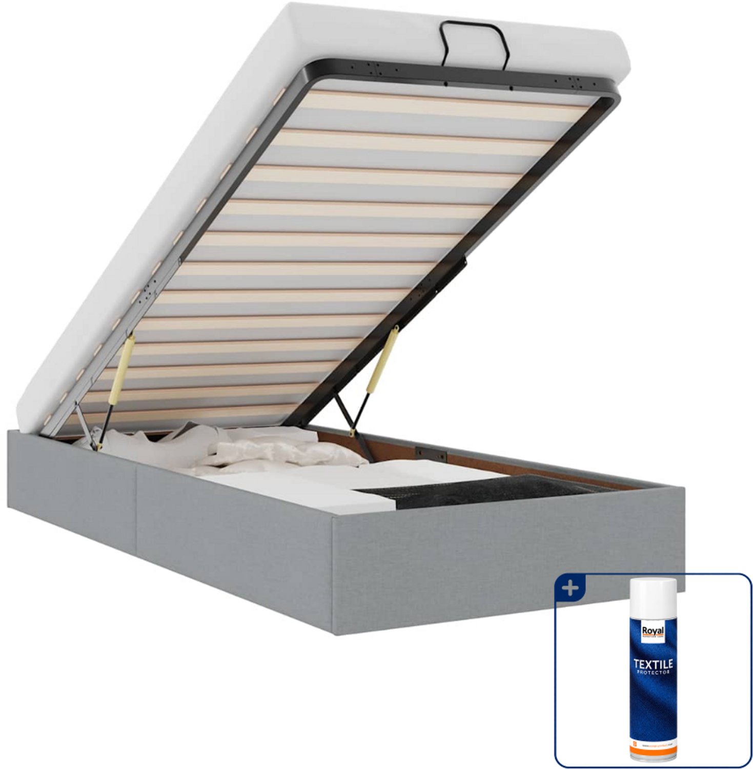 vidaXL bedframe - 80 x 200 cm - stof - lichtgrijs - Inclusief textielbeschermer 500 ml Blauw