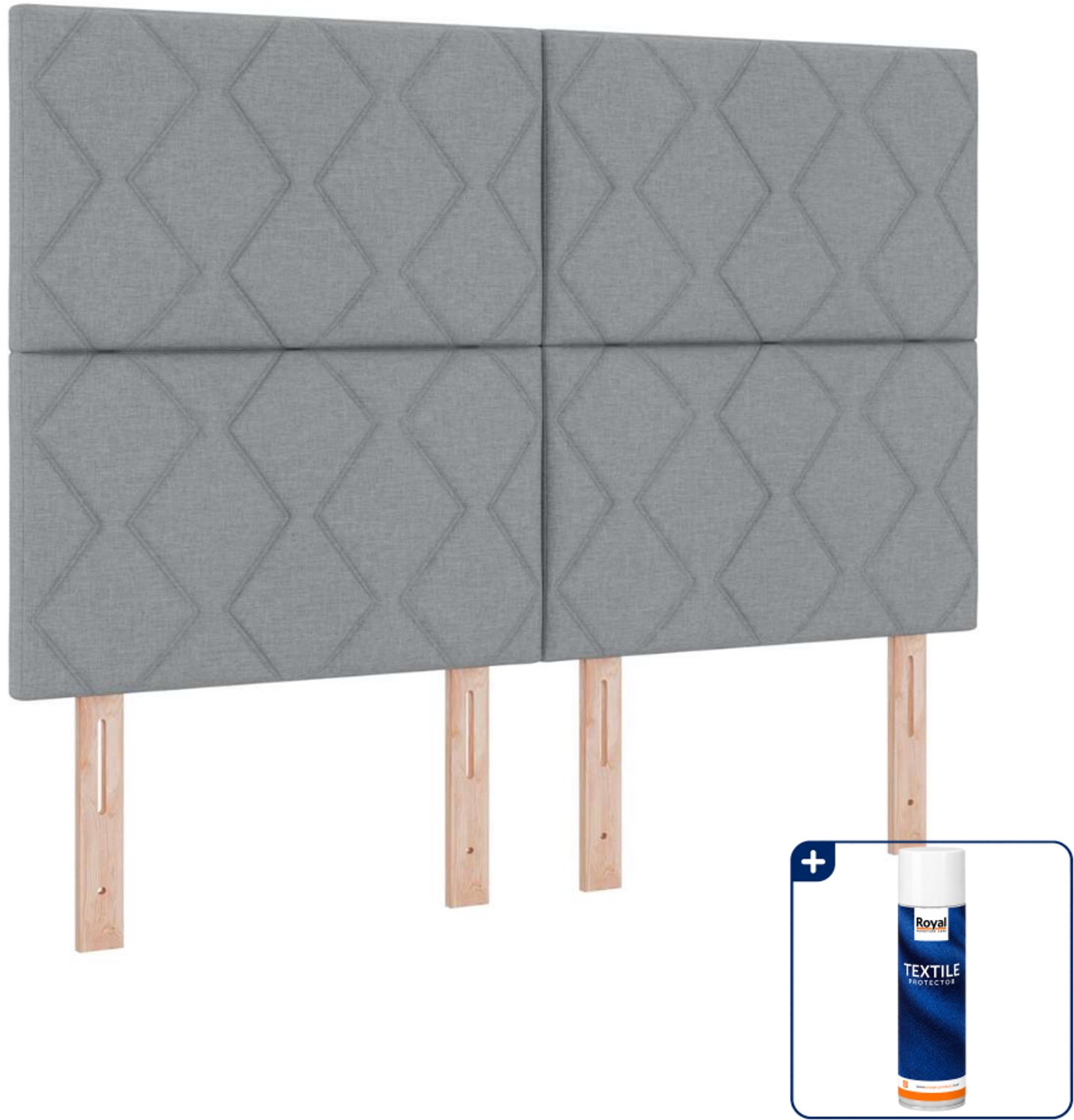 vidaXL boxspring bed met hoofdeinde - 140 x 190 cm - lichtgrijs - Inclusief textielbeschermer 500 ml