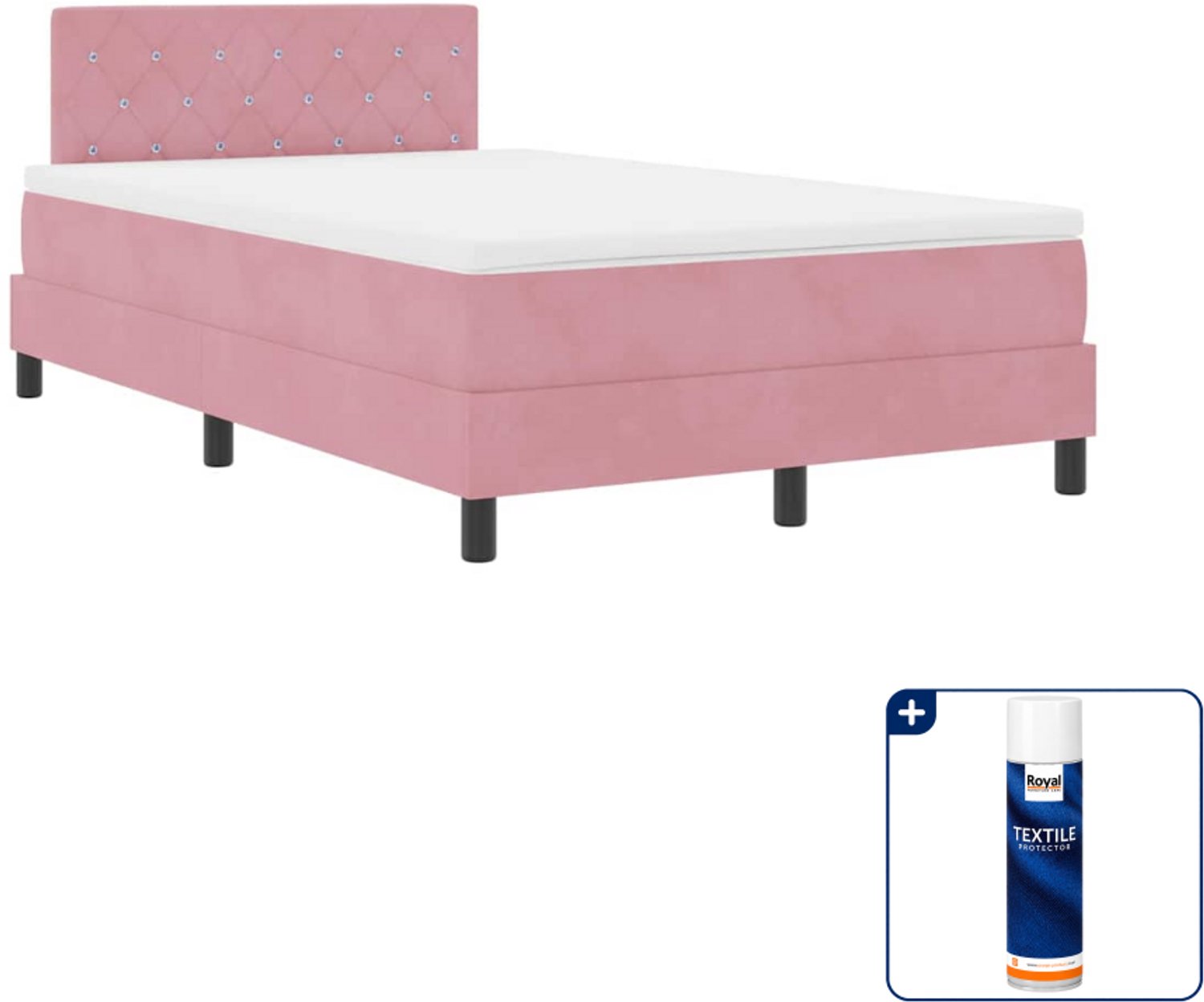 vidaXL boxspring - 120 x 190 cm - fluweel - roze - Inclusief textielbeschermer 500 ml