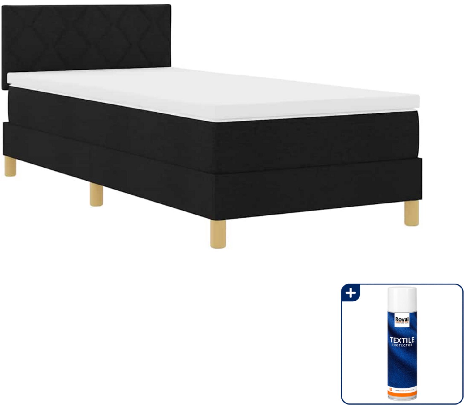 vidaXL boxspring - 90 x 190 cm - zwart - Inclusief textielbeschermer 500 ml