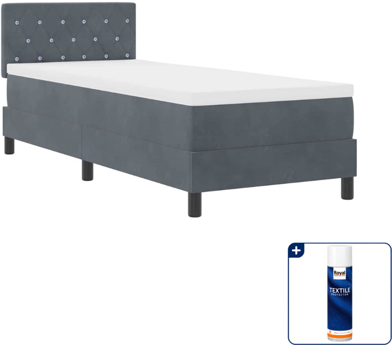 vidaXL boxspring met led - 80 x 200 cm - fluweel - donkergrijs - Inclusief textielbeschermer 500 ml