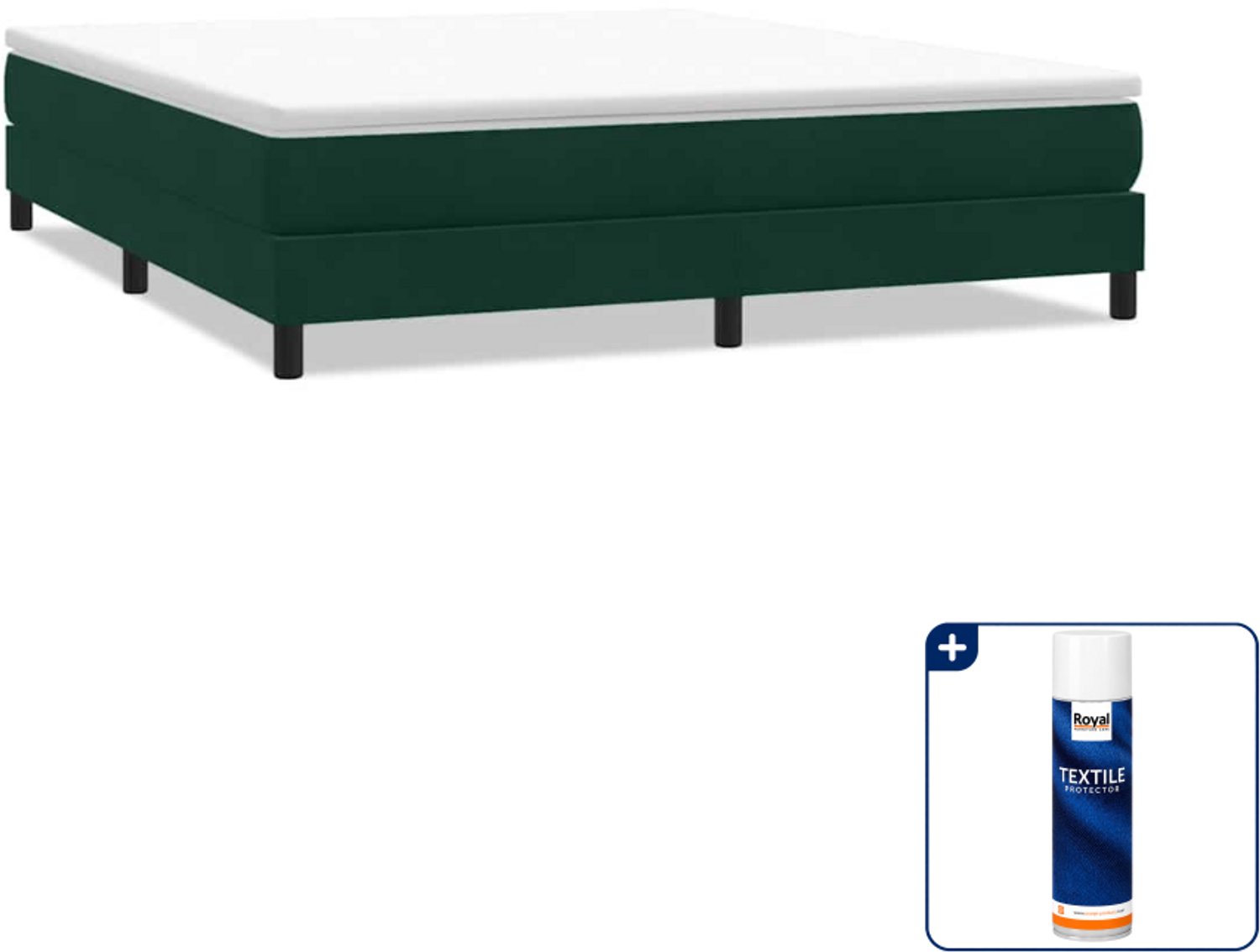 vidaXL Boxspring Kingsize - 180 x 210 cm - donkergroen - Inclusief textielbeschermer 500 ml