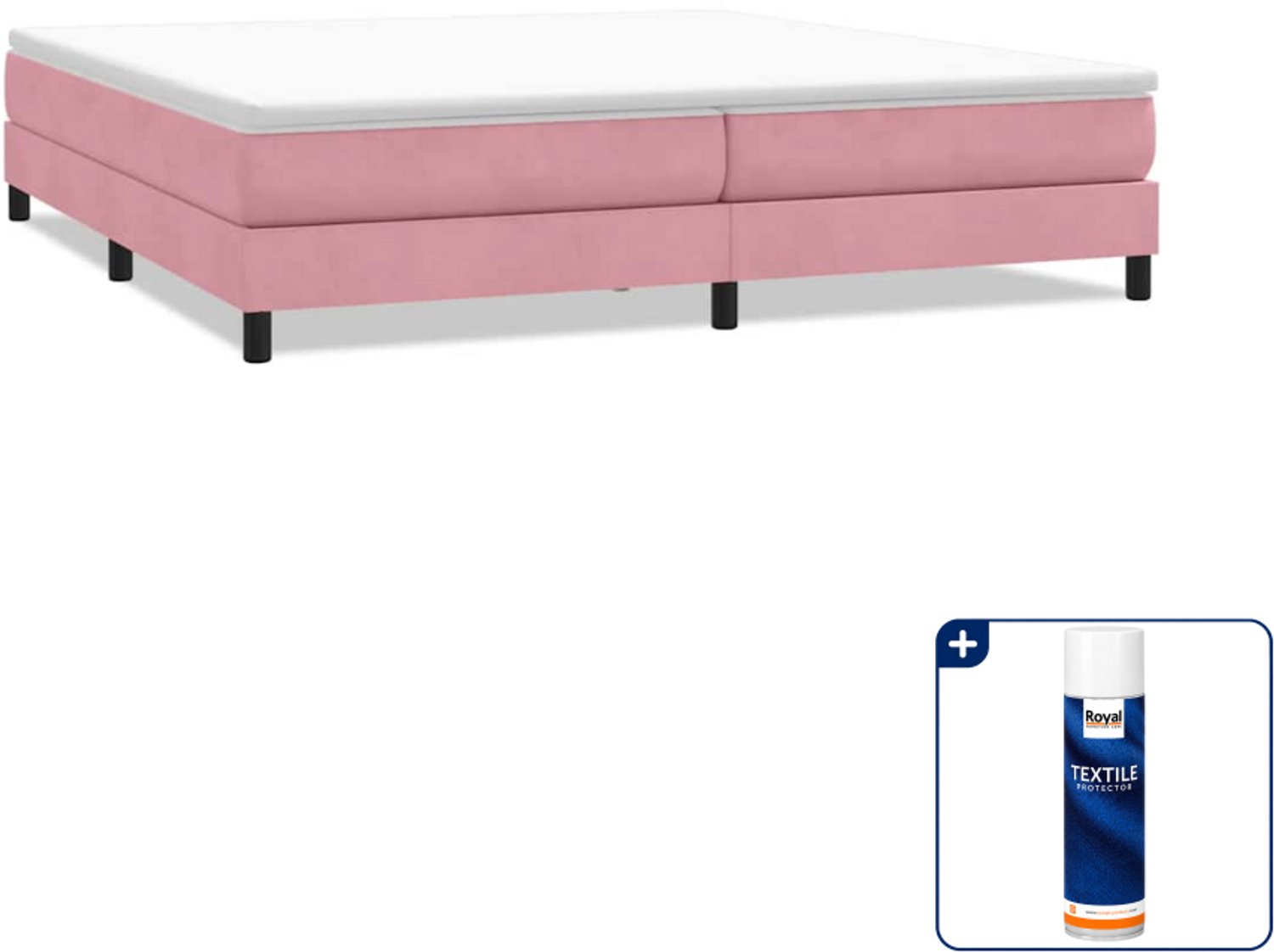 vidaXL boxspring - Super kingsize - 200 x 210 cm - fluweel - roze - Inclusief textielbeschermer 500 ml