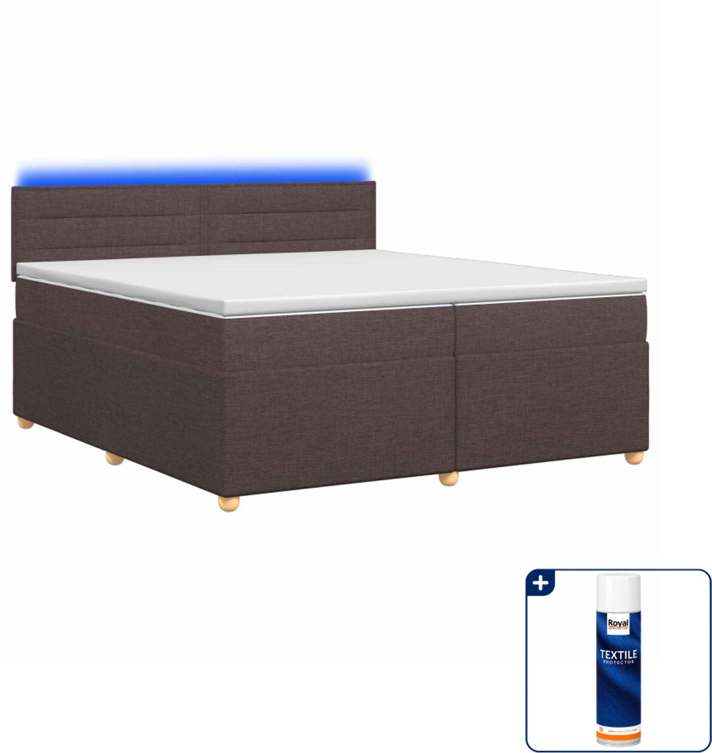 vidaXL boxspringbed met matras - 200 x 200 cm - donkerbruin - Inclusief textielbeschermer 500 ml