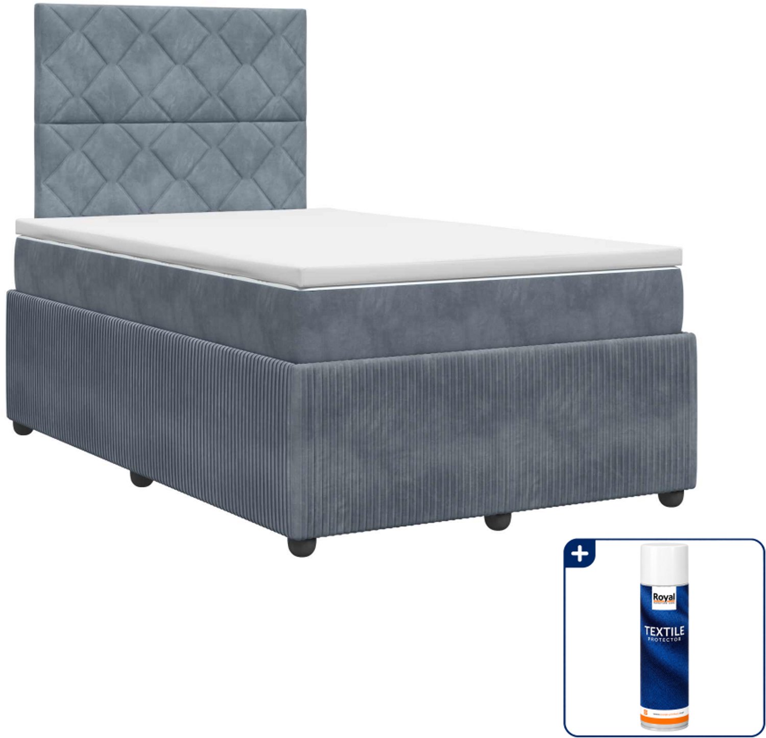 vidaXL boxspringbed met matras - 120 x 190 cm - donkergrijs - Inclusief textielbeschermer 500 ml Donker Grijn
