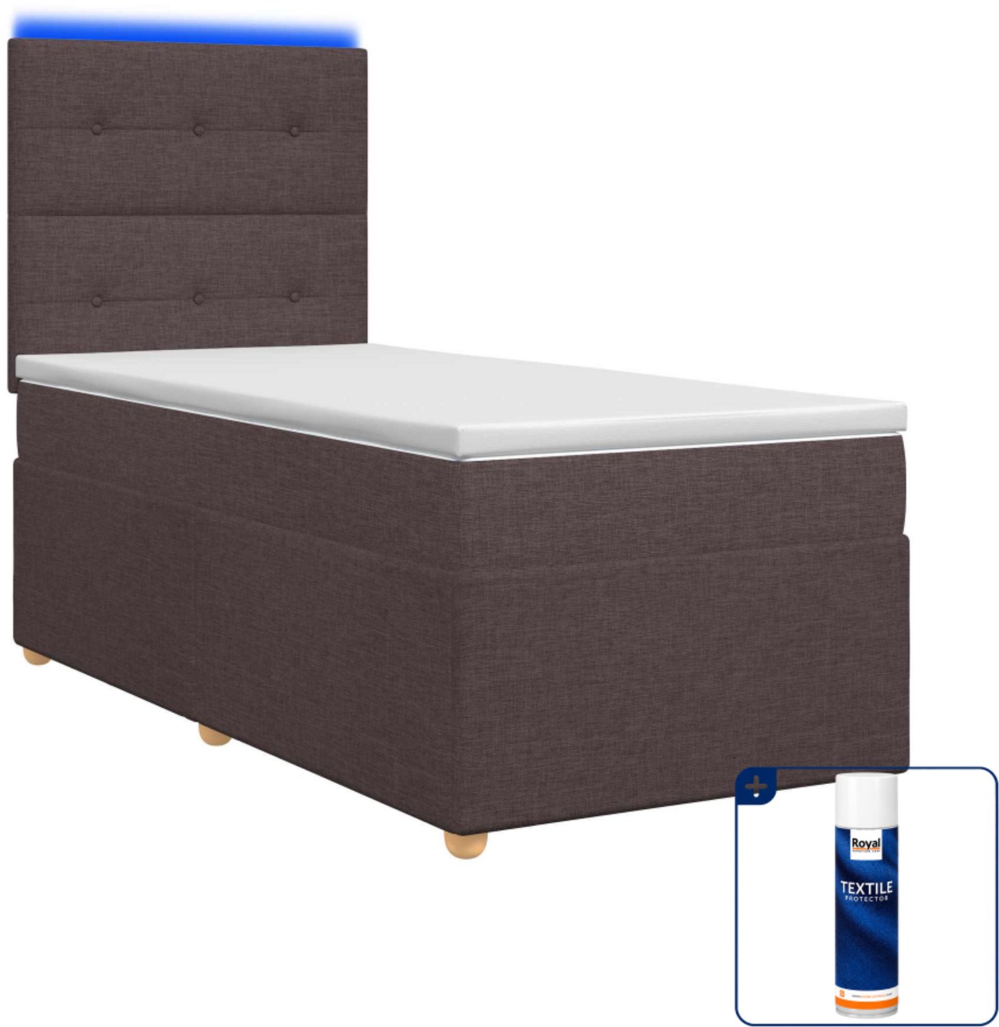 vidaXL boxspringbed met matras - 100 x 200 cm - donkerbruin - Inclusief textielbeschermer 500 ml
