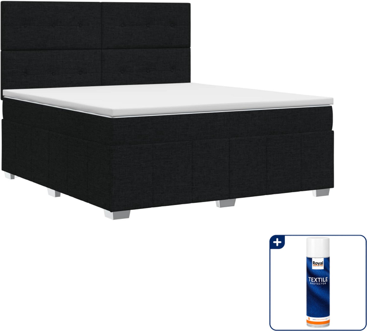 vidaXL boxspringbed - Small double 140 x 200 cm - zwart - Inclusief textielbeschermer 500 ml
