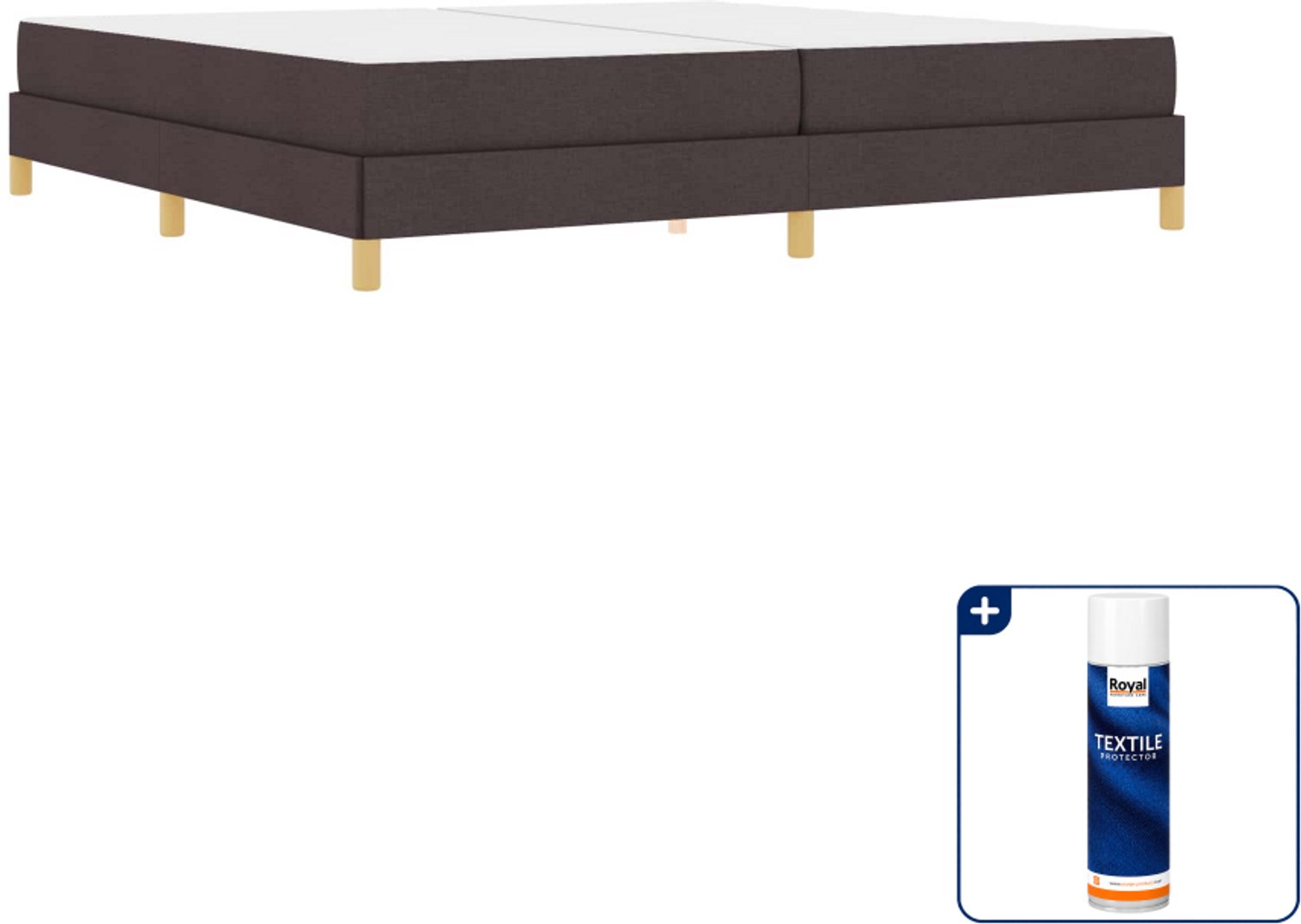 vidaXL boxspringbed met matras - 200 x 200 cm - stof - donkerbruin - Inclusief textielbeschermer 500 ml