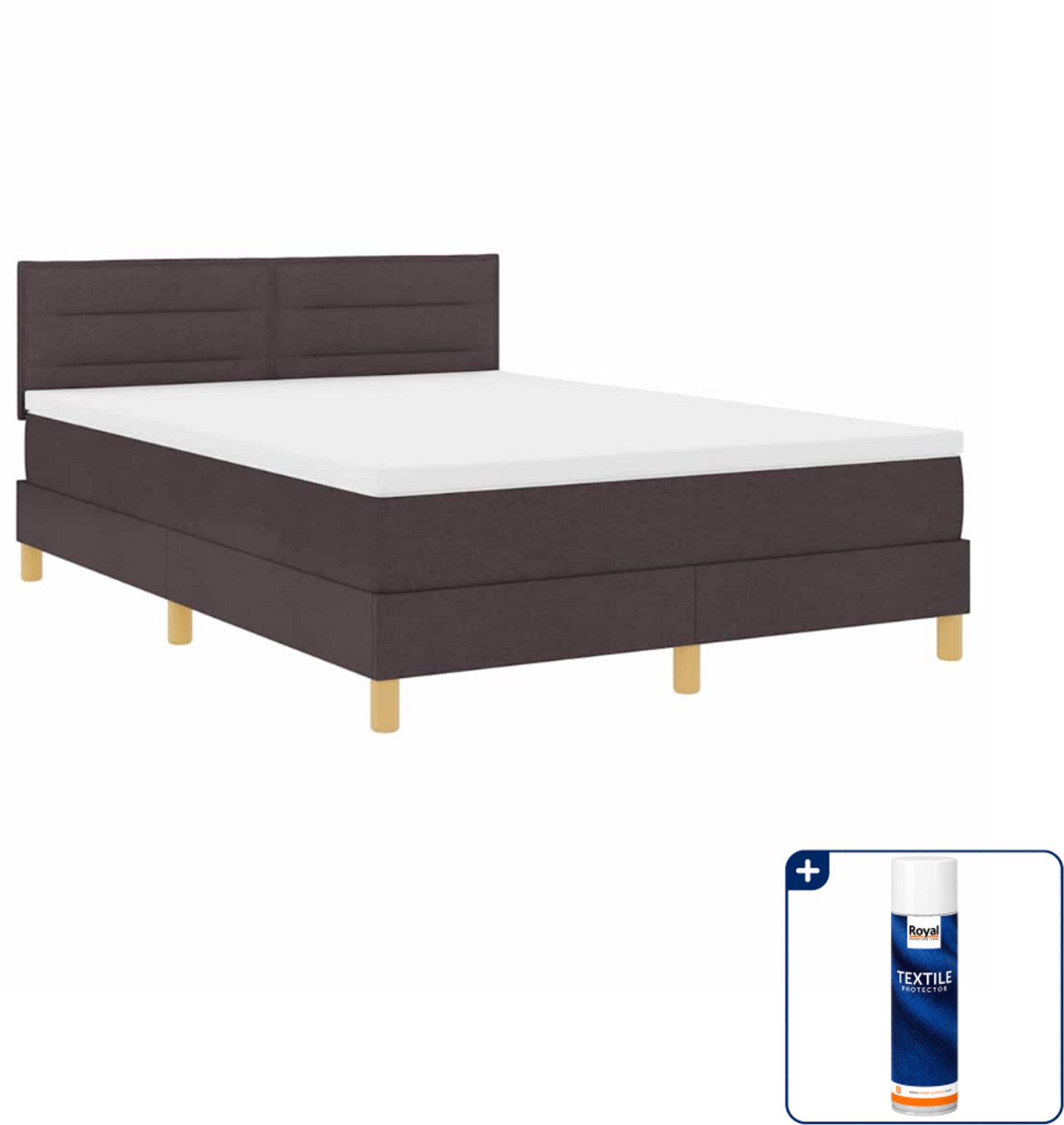 vidaXL led-boxspring Small double - 140 x 200 cm - donkerbruin - Inclusief textielbeschermer 500 ml