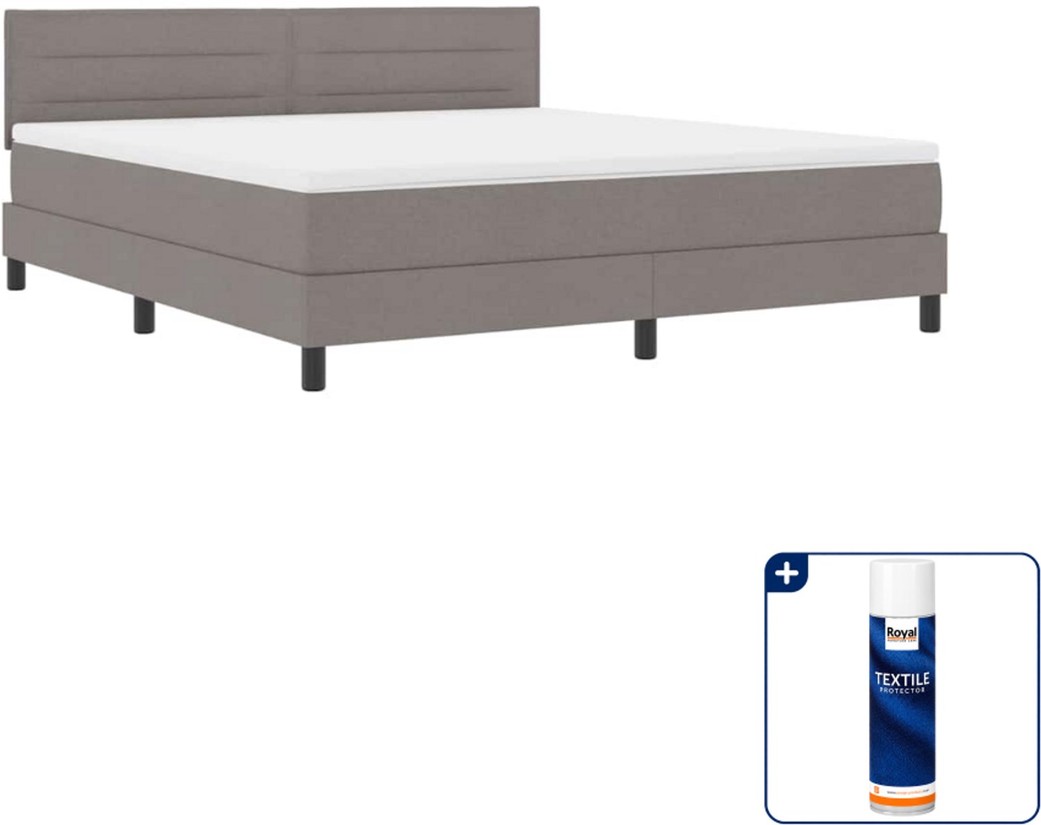 vidaXL Kingsize boxspring bed - 180 x 200 cm - taupe - Inclusief textielbeschermer 500 ml