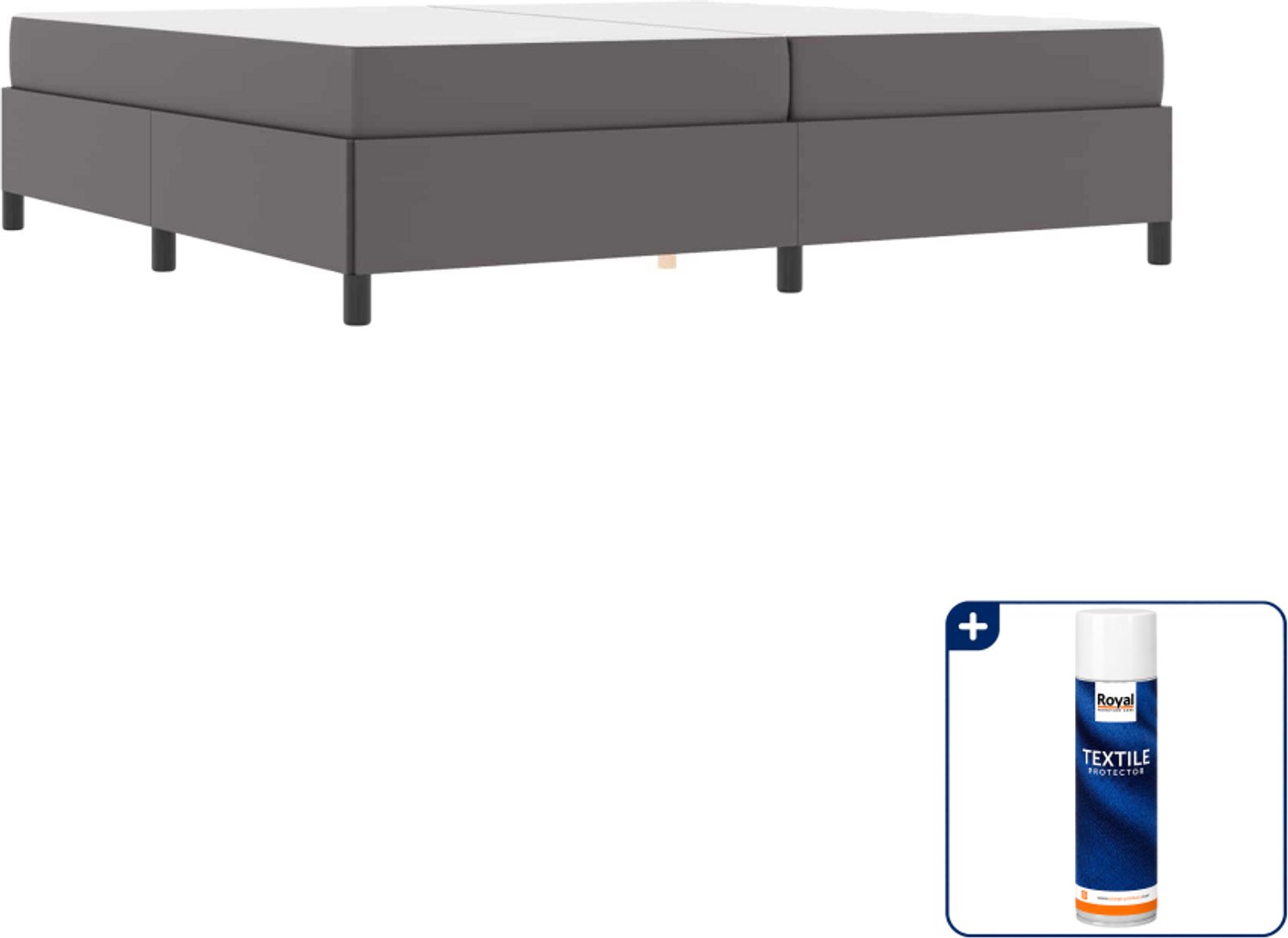 vidaXL bed met matras - 200 x 200 cm - stof - grijs - Inclusief textielbeschermer 500 ml Wit
