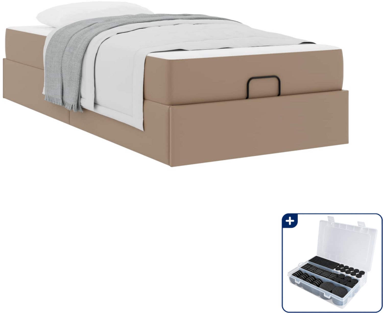 vidaXL bed met matras - 80 x 200 cm - tan - Inclusief antikrasvilt 177-delig Bruin