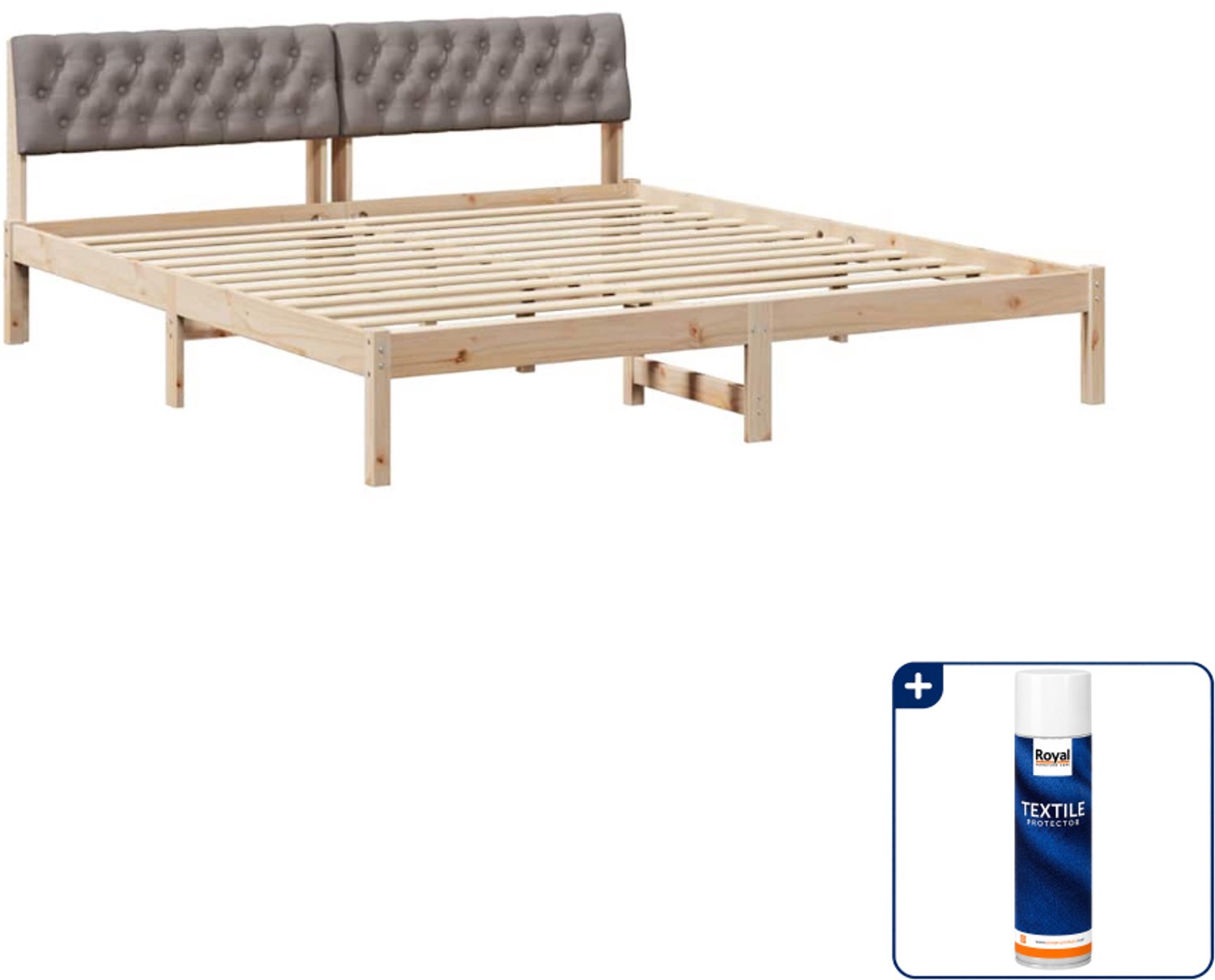 vidaXL Bedframe - Kingsize - 180 x 200 cm - massief grenenhout - bruin - Inclusief textielbeschermer 500 ml