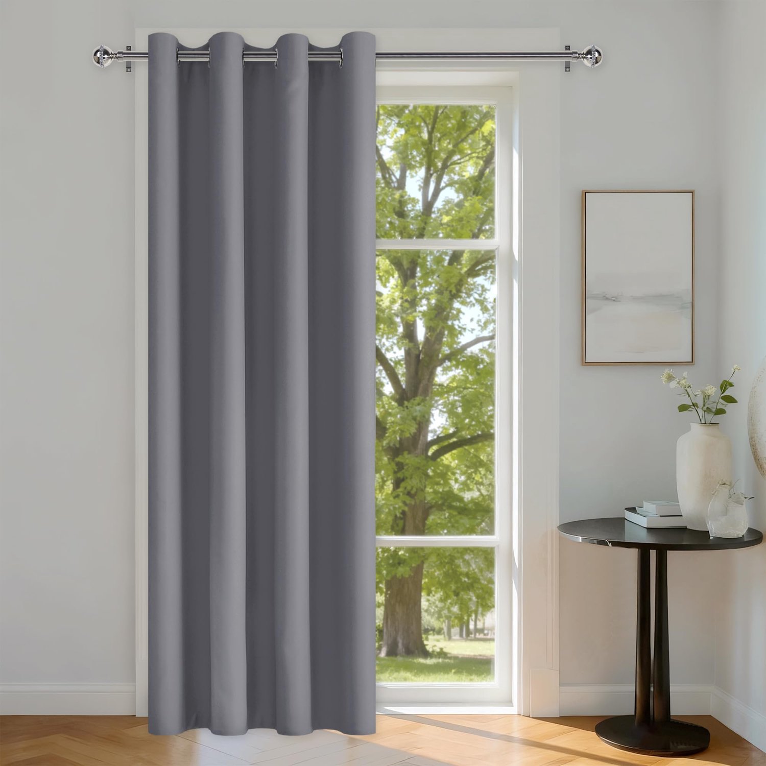 Famanu Verduisterend deurgordijn in grijs, 240 x 140 cm, geluidsisolatie en thermische eigenschappen voor optimale privacy en ruimteverdeling in slaapkamers en woonkamers