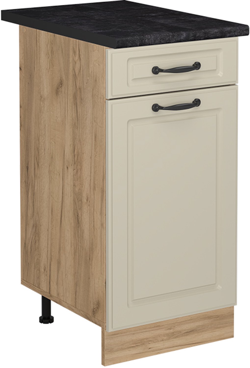 Vicco Keukenonderkast R-Line, Zand landelijk/Goudkleurig Eiken, 40 cm antraciet werkblad
