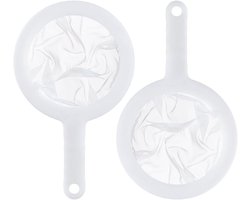 Fijn Zeefje voor de Keuken - Set van 2, Perfect voor Noedels, Groenten en Vloeistoffen met Handvat en 11-14cm Diameter