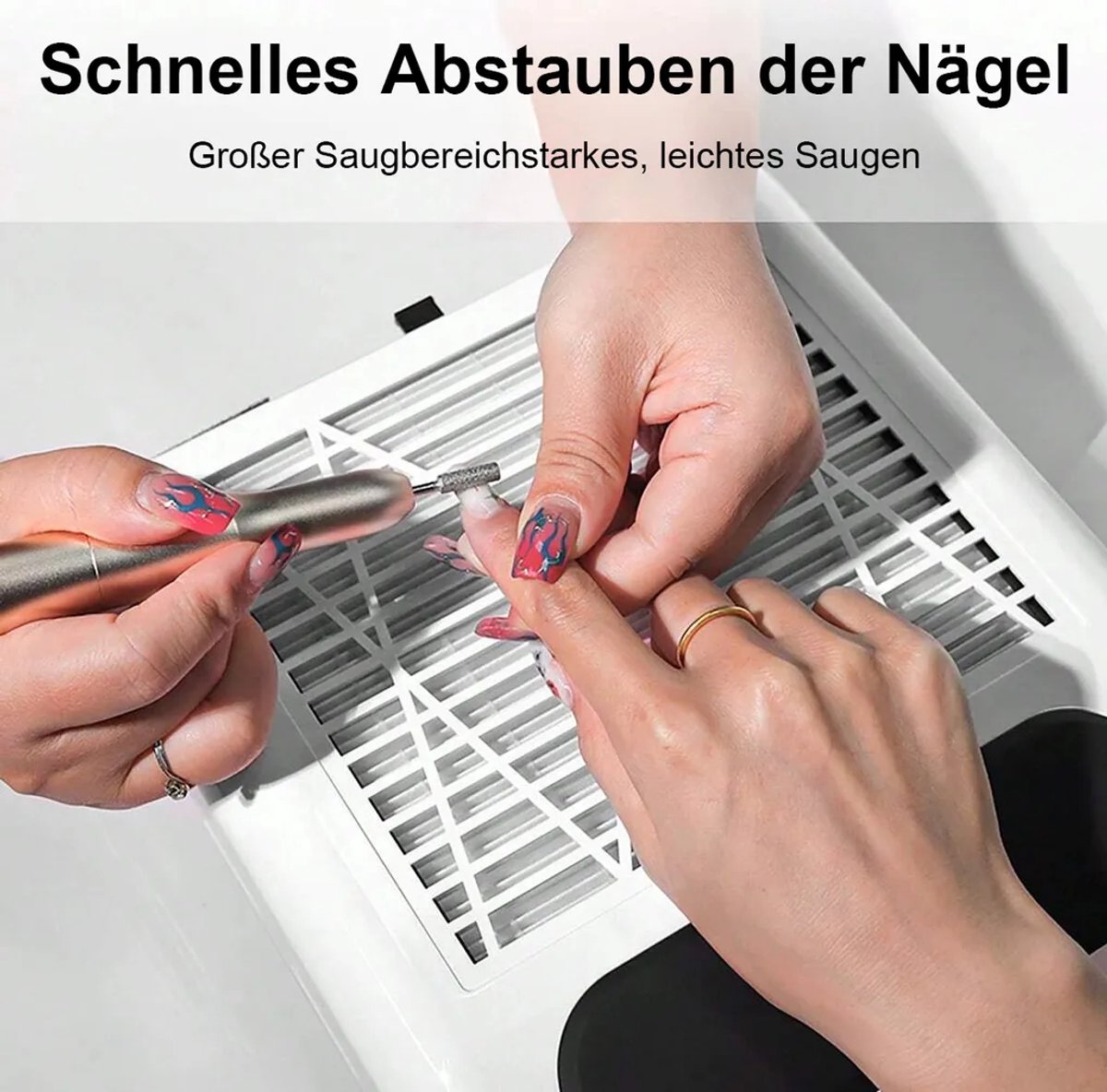Nagelstofzuiger van 80 W, Geschikt voor verwijderbaar en wasbaar filter, warmteafvoerend en geventileerd ontwerp, laag geluidsniveau, compact en draagbaar, roze.