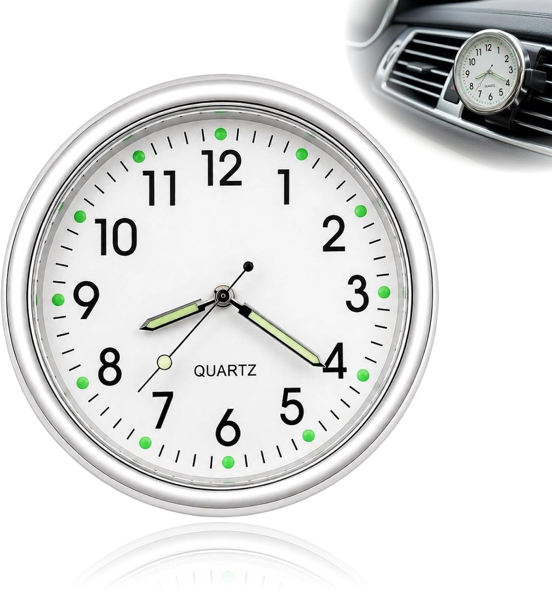 mini-dashboardklok, mini-klok voor auto, klein, om op te plakken, auto, analoog, met kwartsuurwerk, compact, klein, voor dashboard, kantoor, kleine klok voor auto, discreet design