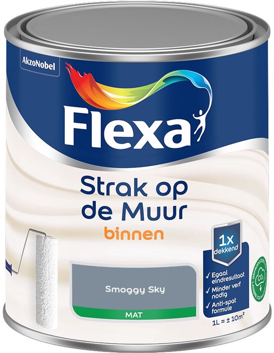Flexa - Strak Op De Muur Binnen Mat - Smoggy Sky - 1 L - Kleur Van Het Jaar 2027